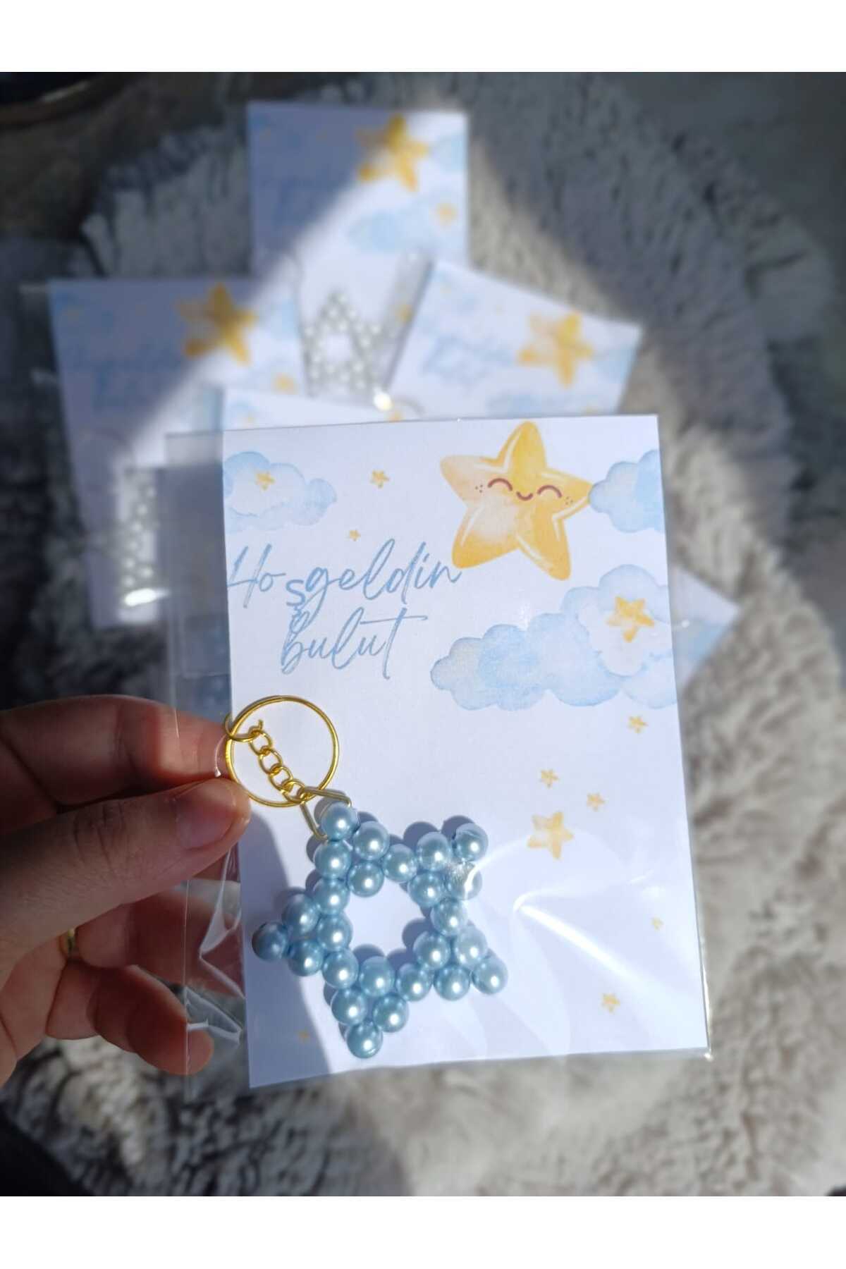 NLYCOLLECTİON İNCİ YILDIZ ANAHTARLIK 20 ADET (KİŞİYE ÖZEL) BEBEK MEVLİDİ, DOĞUMGÜNÜ,HOŞGELDİN BEBEK,HEDİYELİĞİ fotoğrafı 3 (önizleme)