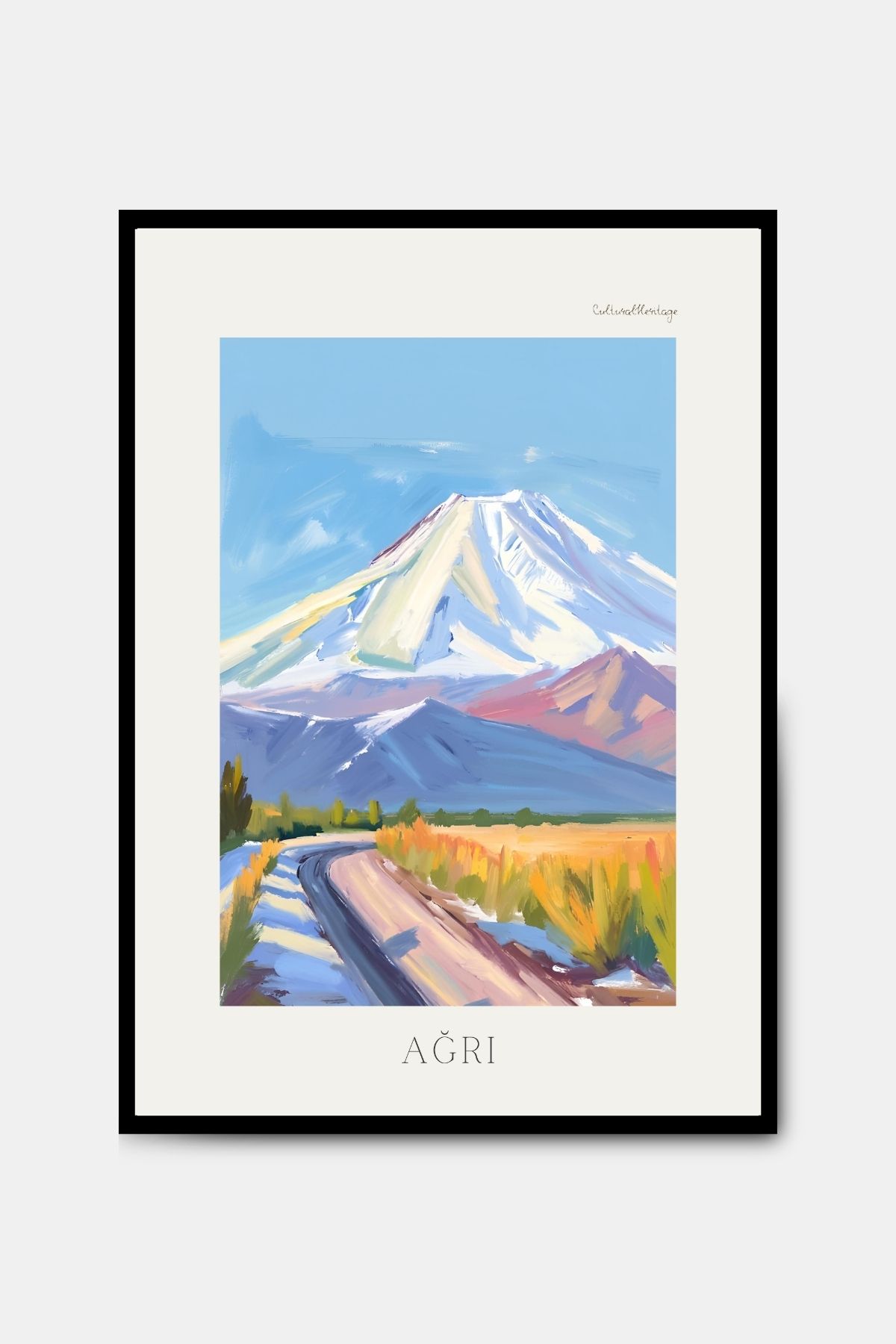 PİTAYA Ağrı Poster - Çerçevesiz Tasarım Doğa Poster Yağlı Boya Ağrı Dağı Tablosu Duvar Dekorasyonu