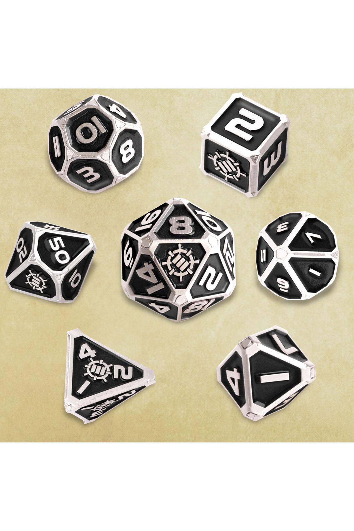 Enhance-Collector's Edition Black DnD Metal Dice Set 5