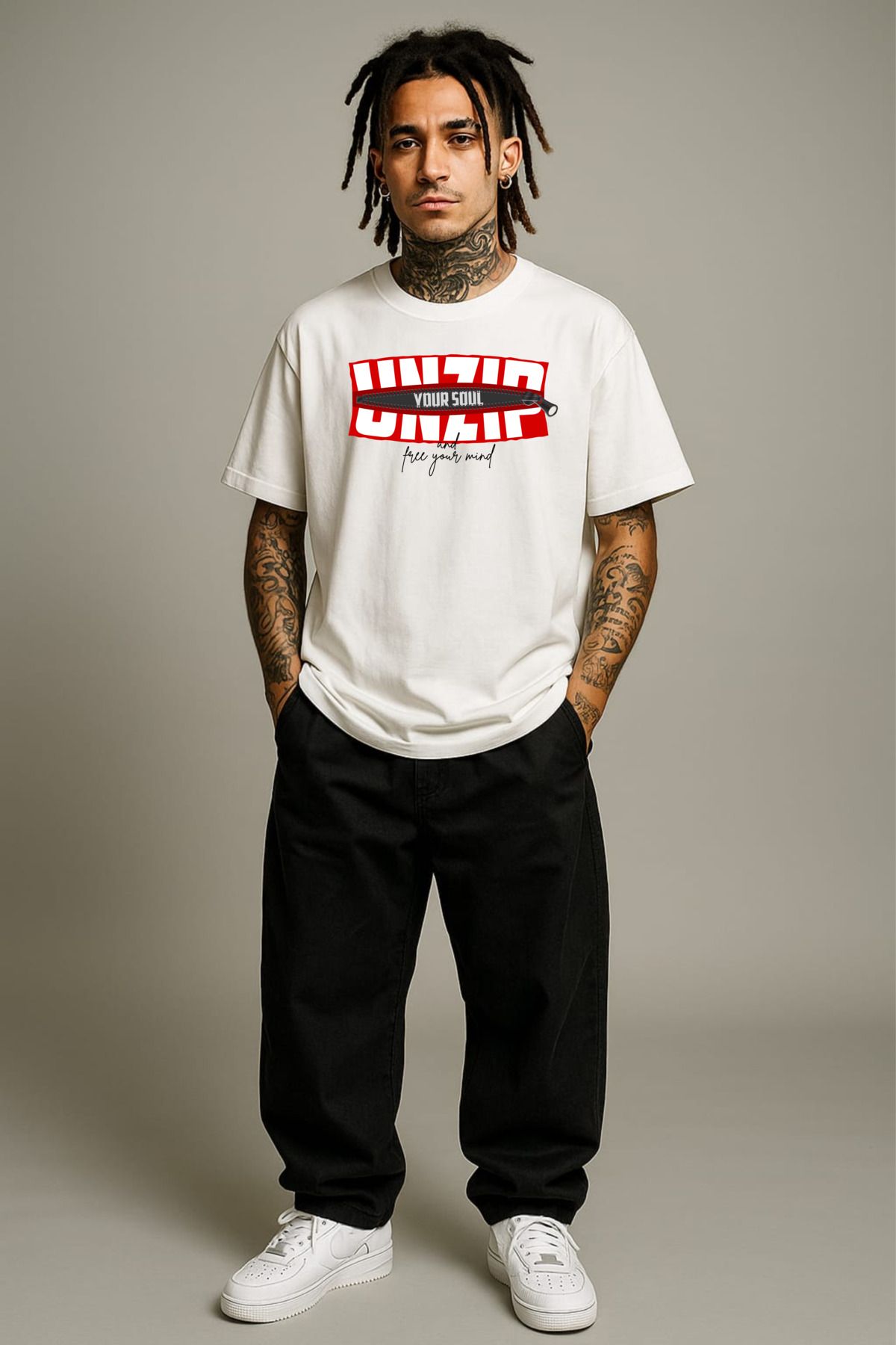 MAYK STREETWEAR OVERSIZE TSHIRT - UNISEX UNZIP BASKILI TSHIRT