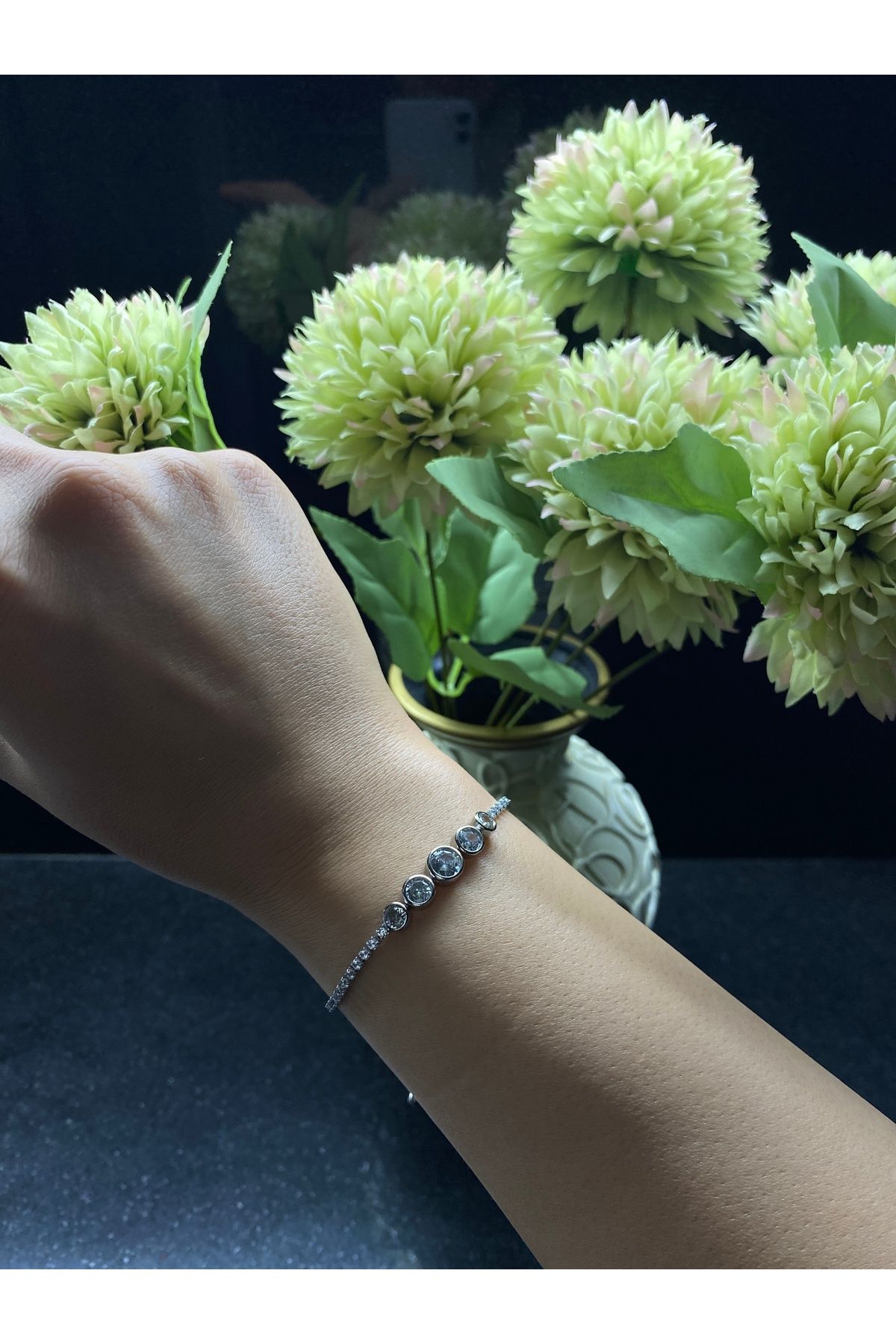 Gök Accessories Sıralı Çelik taş Bileklik