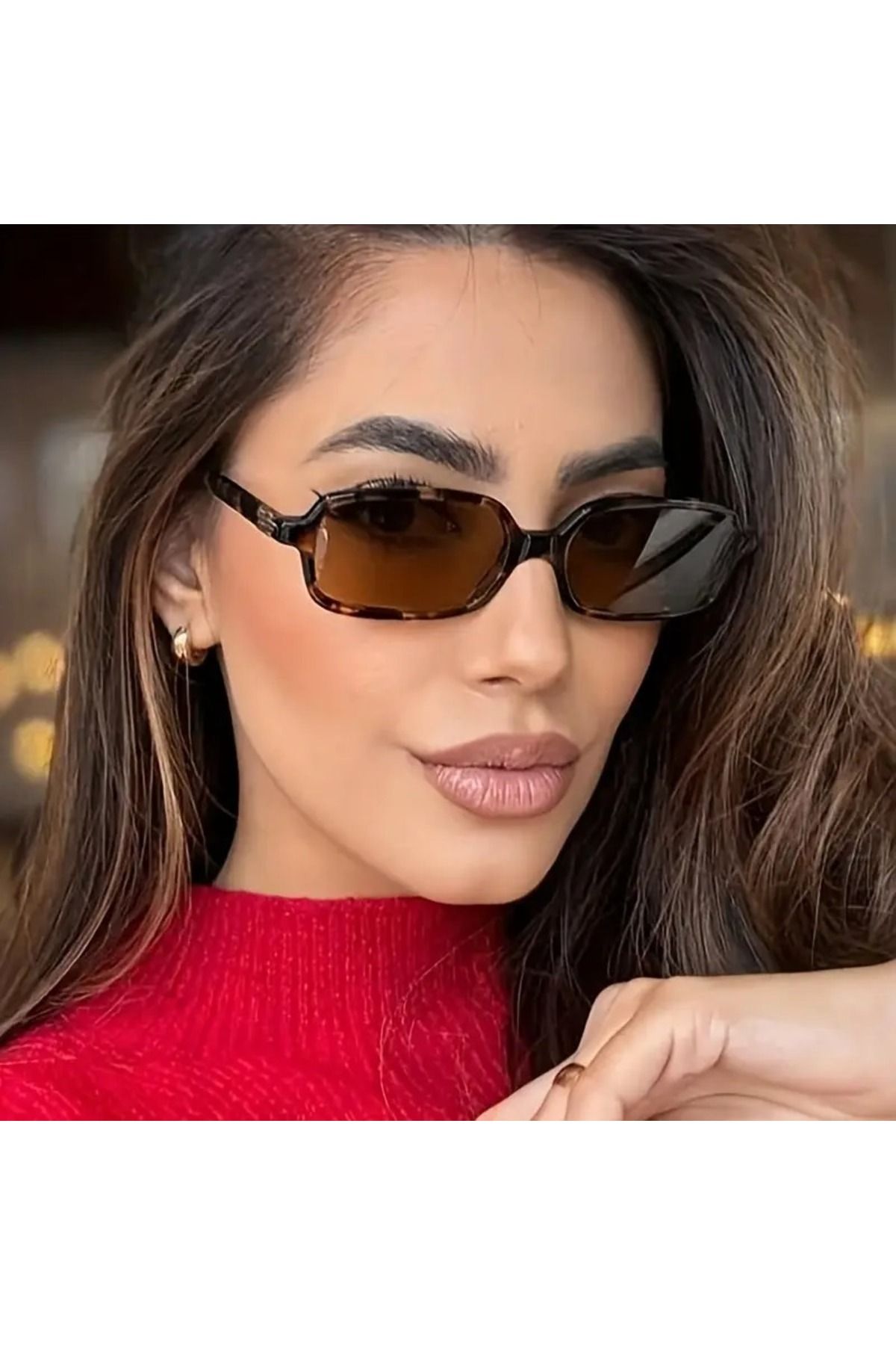 mujeres Unisex Slim Tasarım Dikdörtgen ve Kedi Model Şık Kaliteli Güneş Gözlüğü
