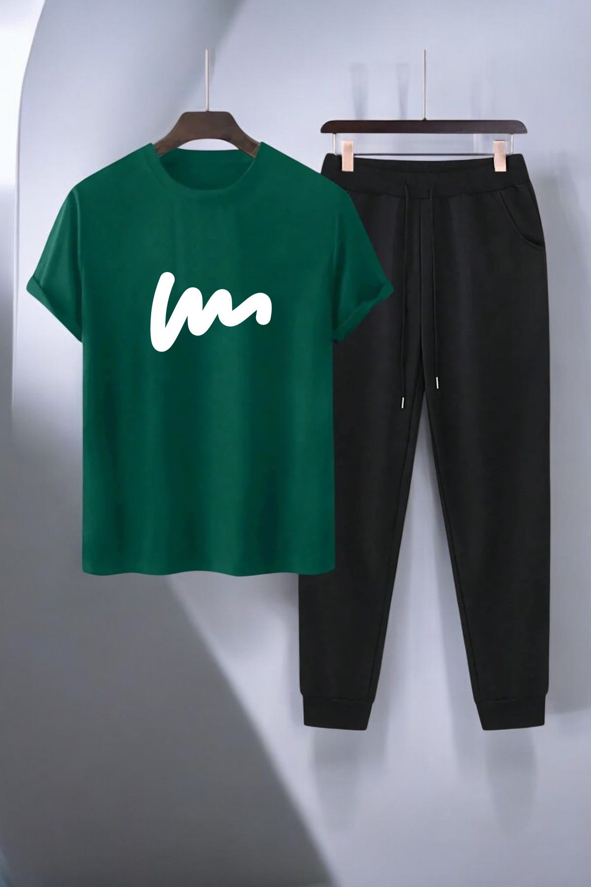 uyguntarz Unisex W Yazı Tasarım Basklı Tshirt Eşofman Takımı