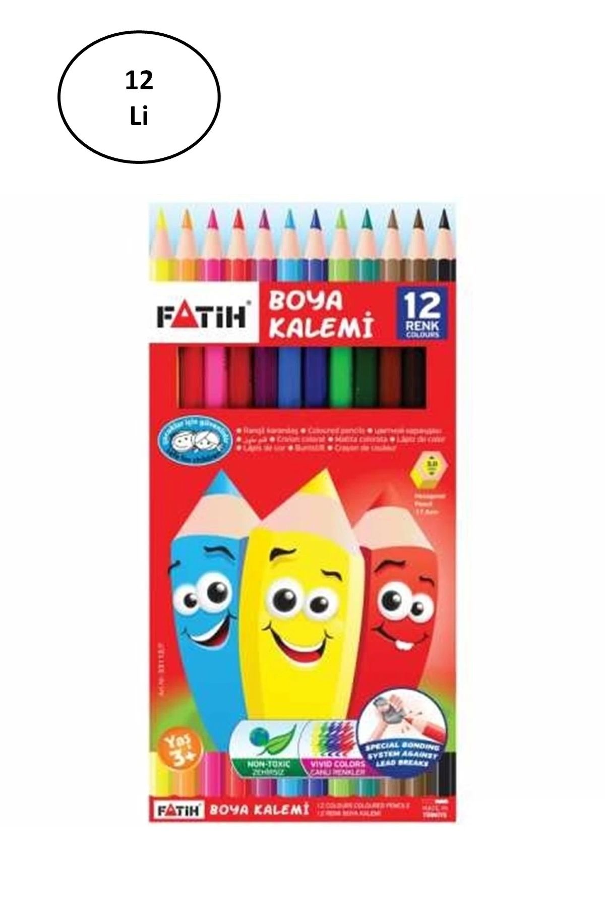 PRATİKOBA Fatih 12 Renk Tam Boy Kuruboya 12'li