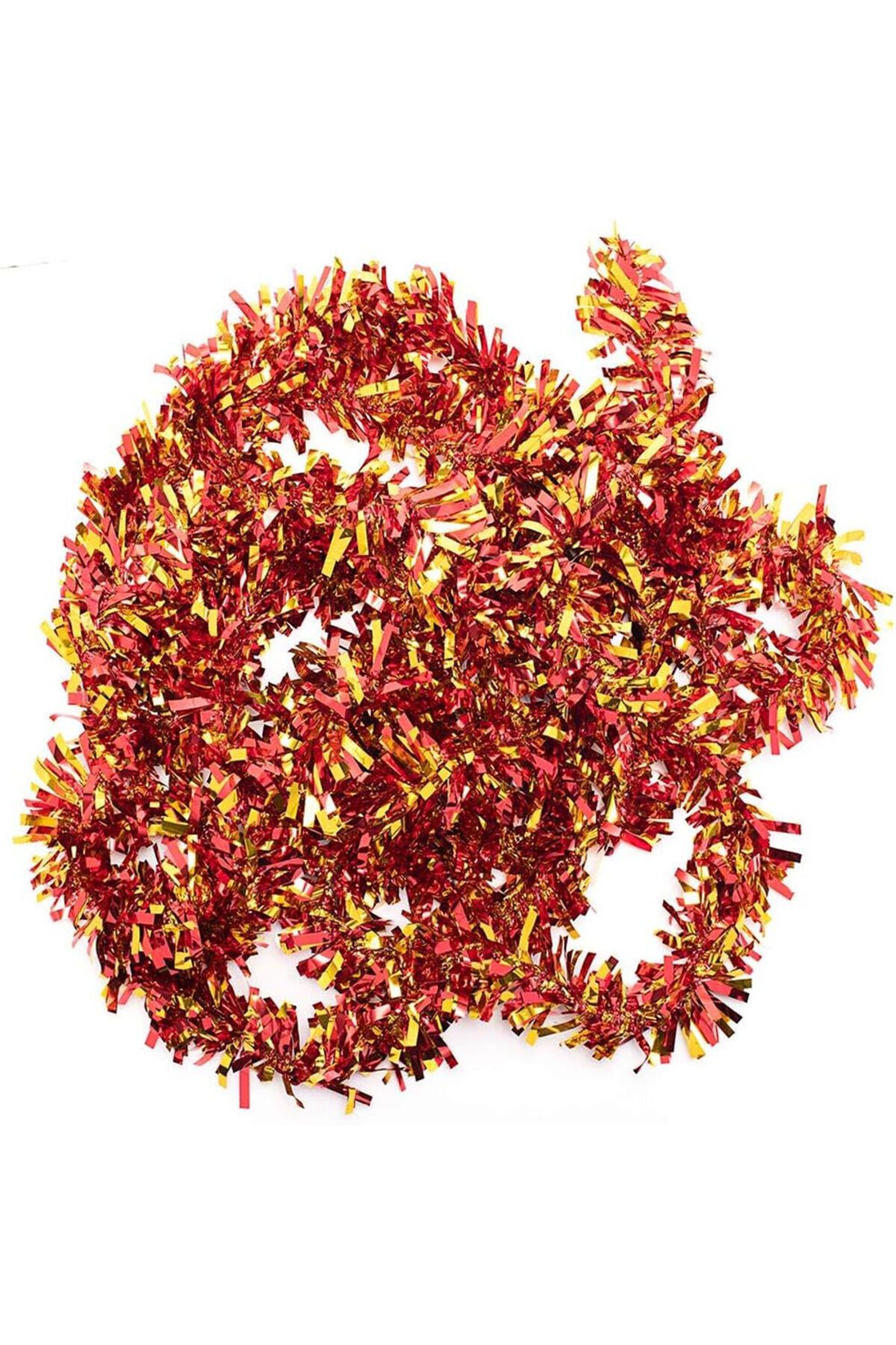 Modafiks Kırmızı Altın Renk 4 cm Genişlik Garland Çift Renk Sim Süs 180 cm (4767)