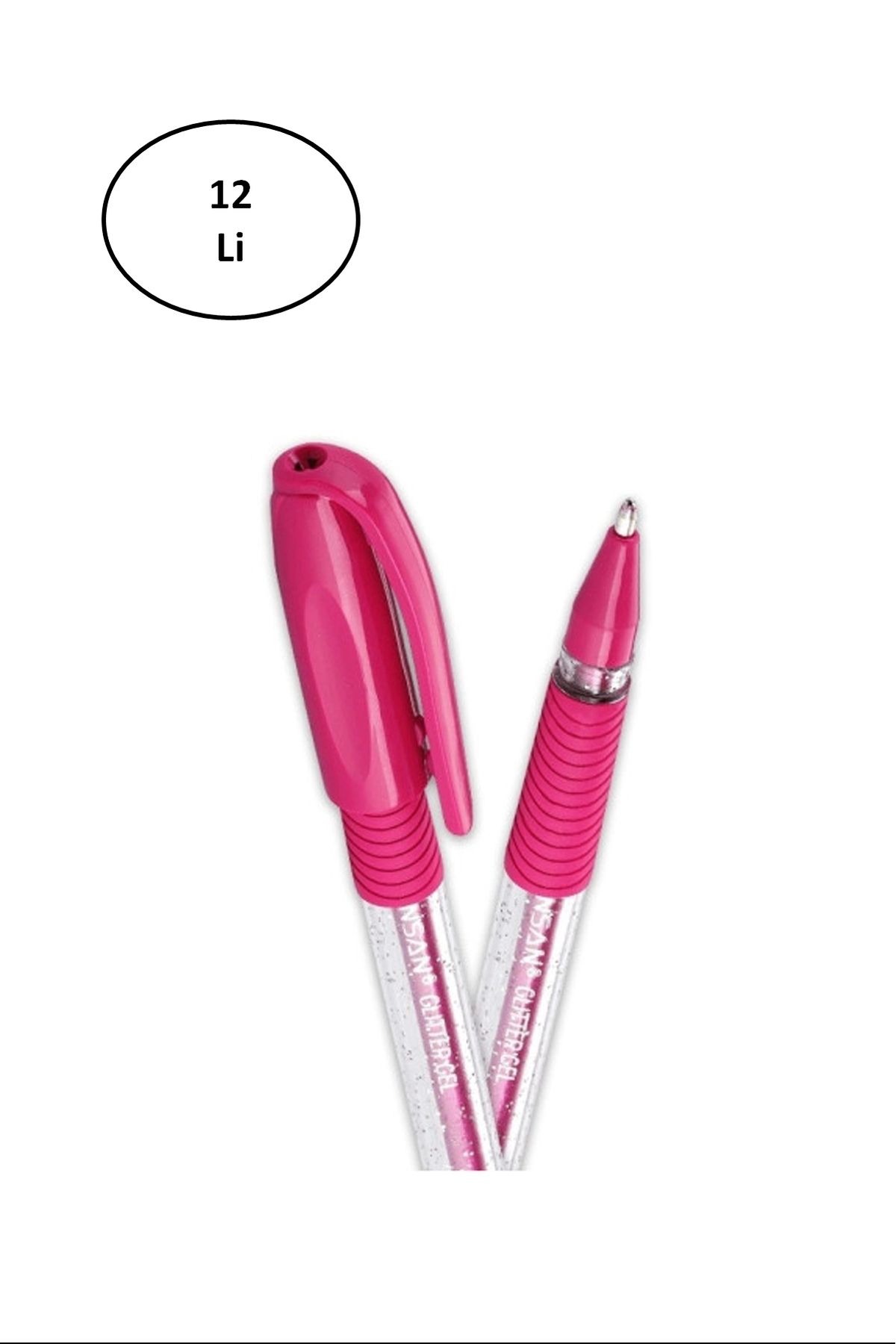 PRATİKOBA Pensan Tükenmez Kalem Jel Simli 1.0 Mm Pembe 2280 12'li