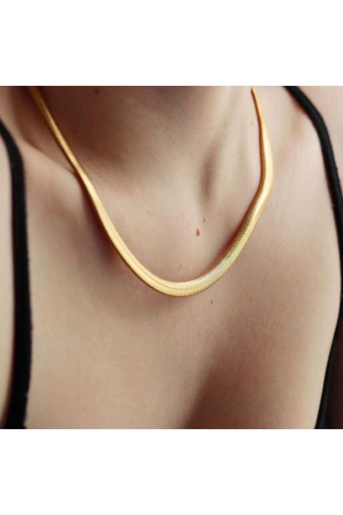 Ervalina İtalyan Çelik Yılan Model Kolye Altın Rengi