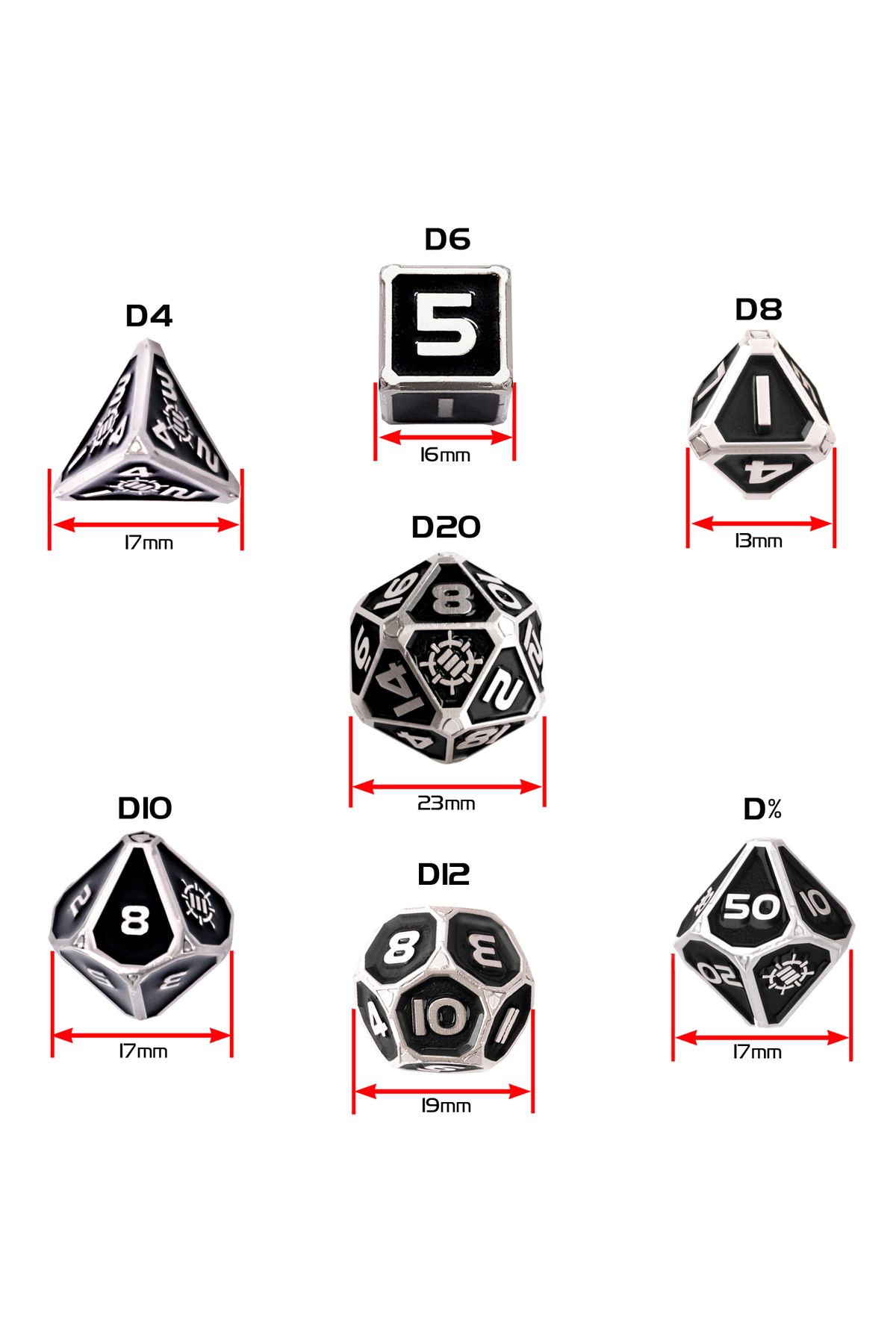 Enhance-Collector's Edition Black DnD Metal Dice Set 2