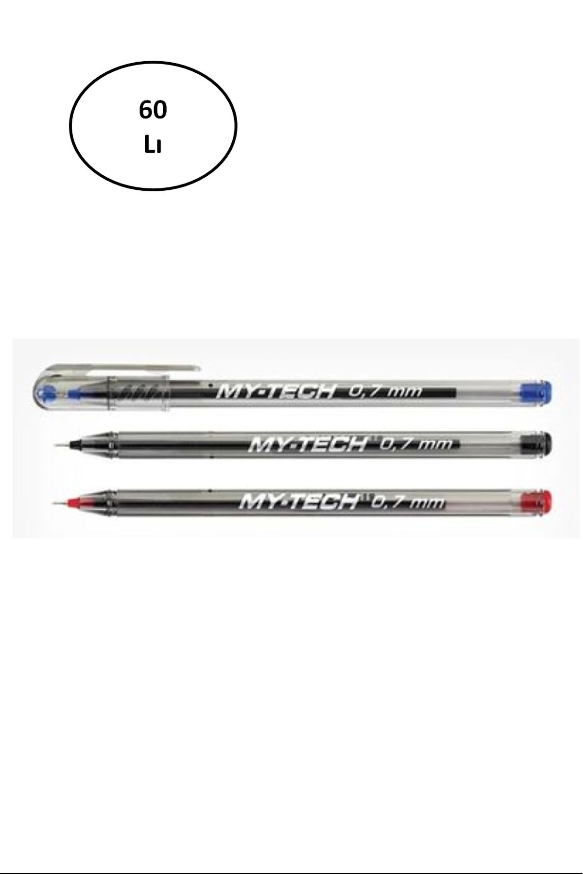 PRATİKOBA Pensan 0,7 Mm My-Tech Tükenmez Kalem Renkli 60'lı