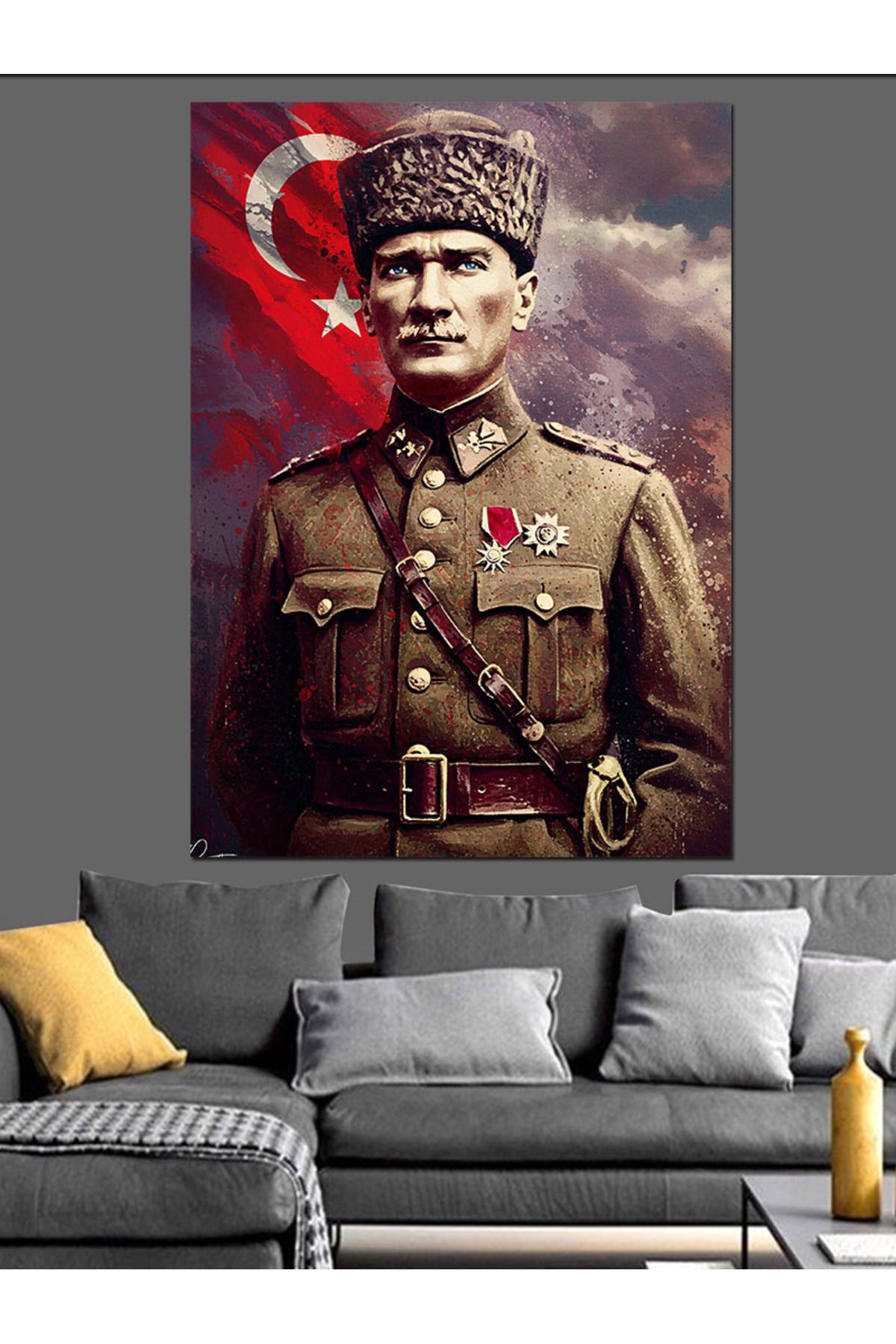 Tablomega Mustafa Kemal Atatürk Dekoratif Kanvas - Mdf Ahşap Tablo