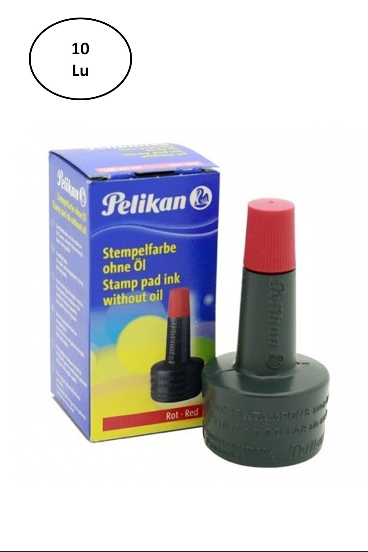 PRATİKOBA Pelikan Stampa Mürekkebi Kırmızı 28 Ml 10'lu
