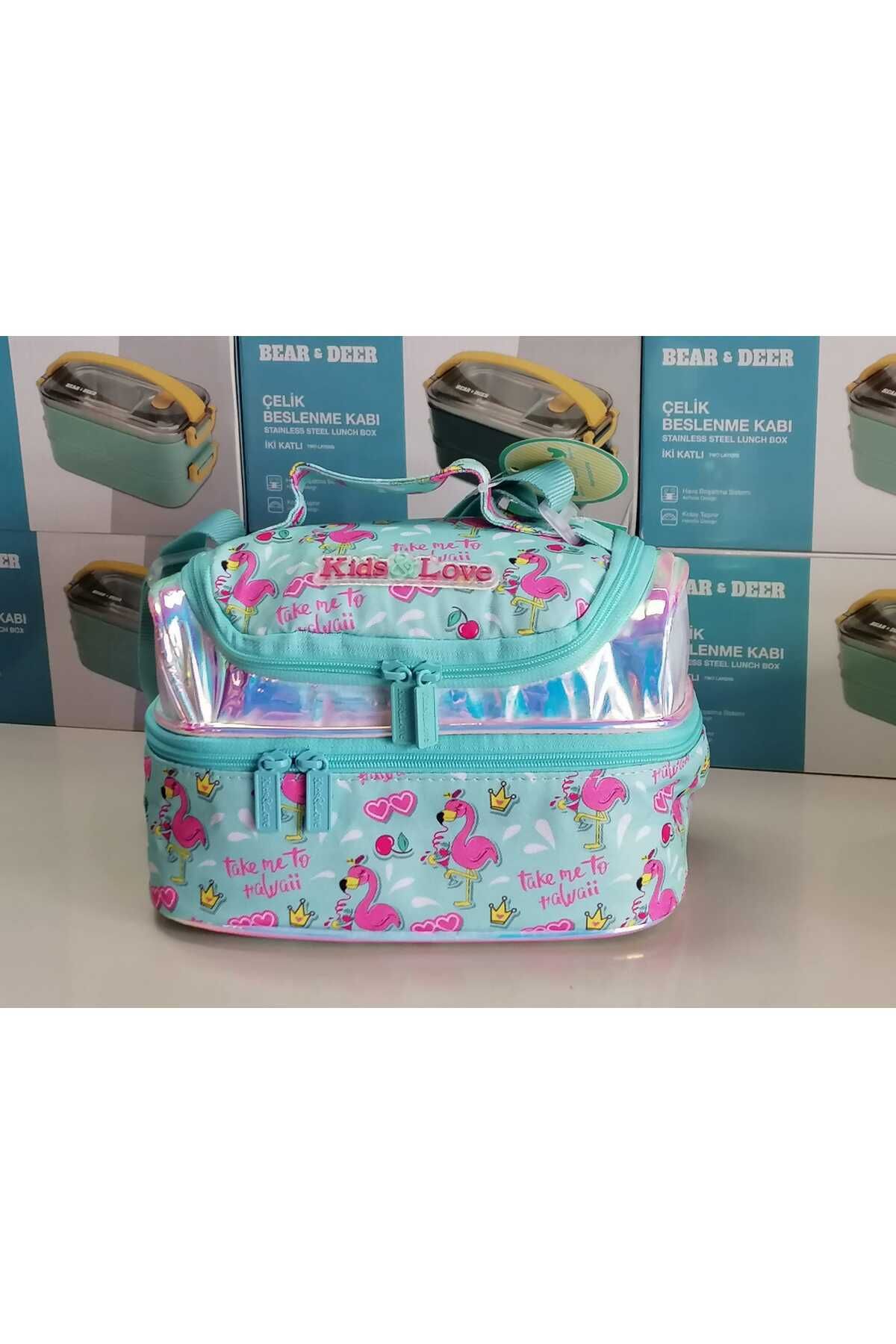 KAUKKO KidsLove Beslenme Çantası THERMO 2 katlı pelikan