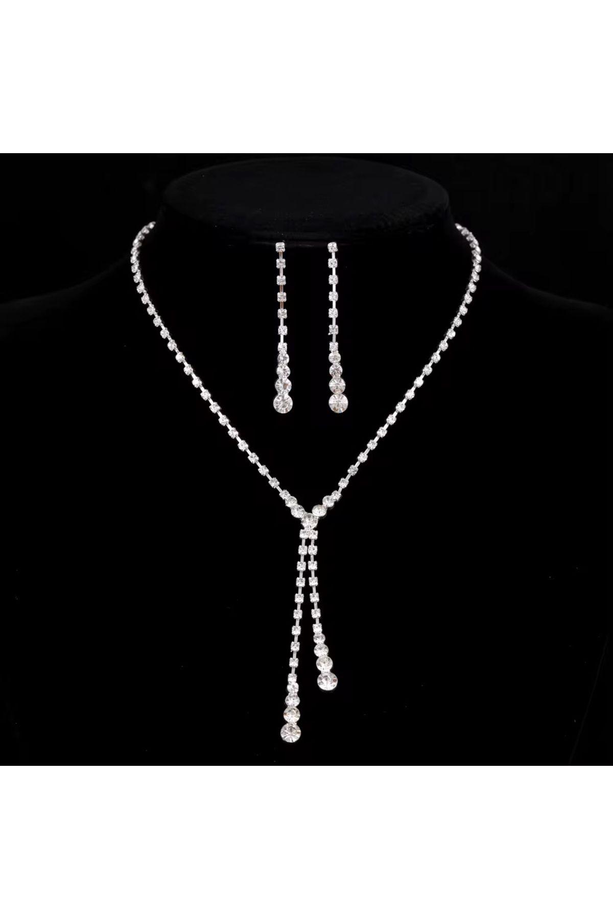 BEREN KILIÇ Effie Kristal Taşlı Takı Seti Kolye Küpe Hediye Set Düğün Nişan Söz Nikah Takı Seti