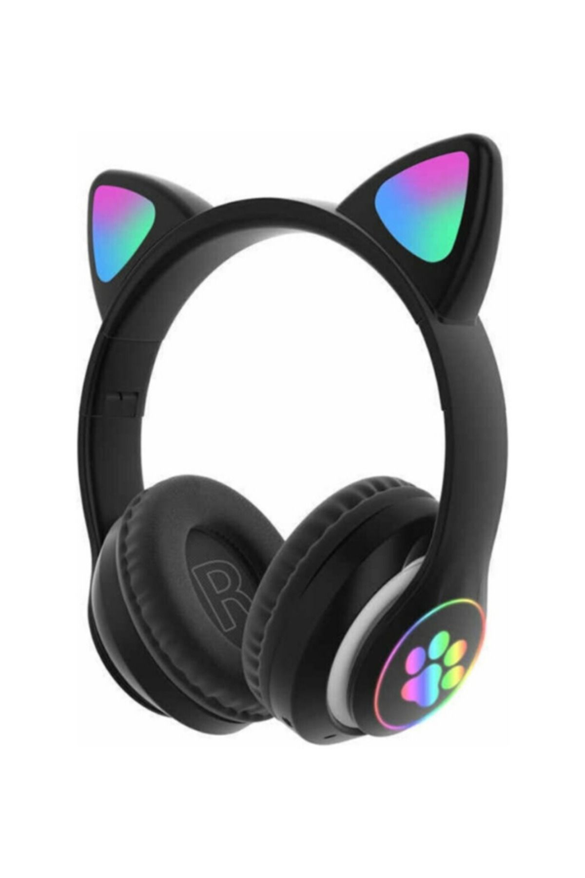 EVAX Cat Kedili Bluetooth 5.0 Işıklı Kablosuz Mikrofonlu/aux/hafıza Kartı/kedili Kulaküstü Kulaklık
