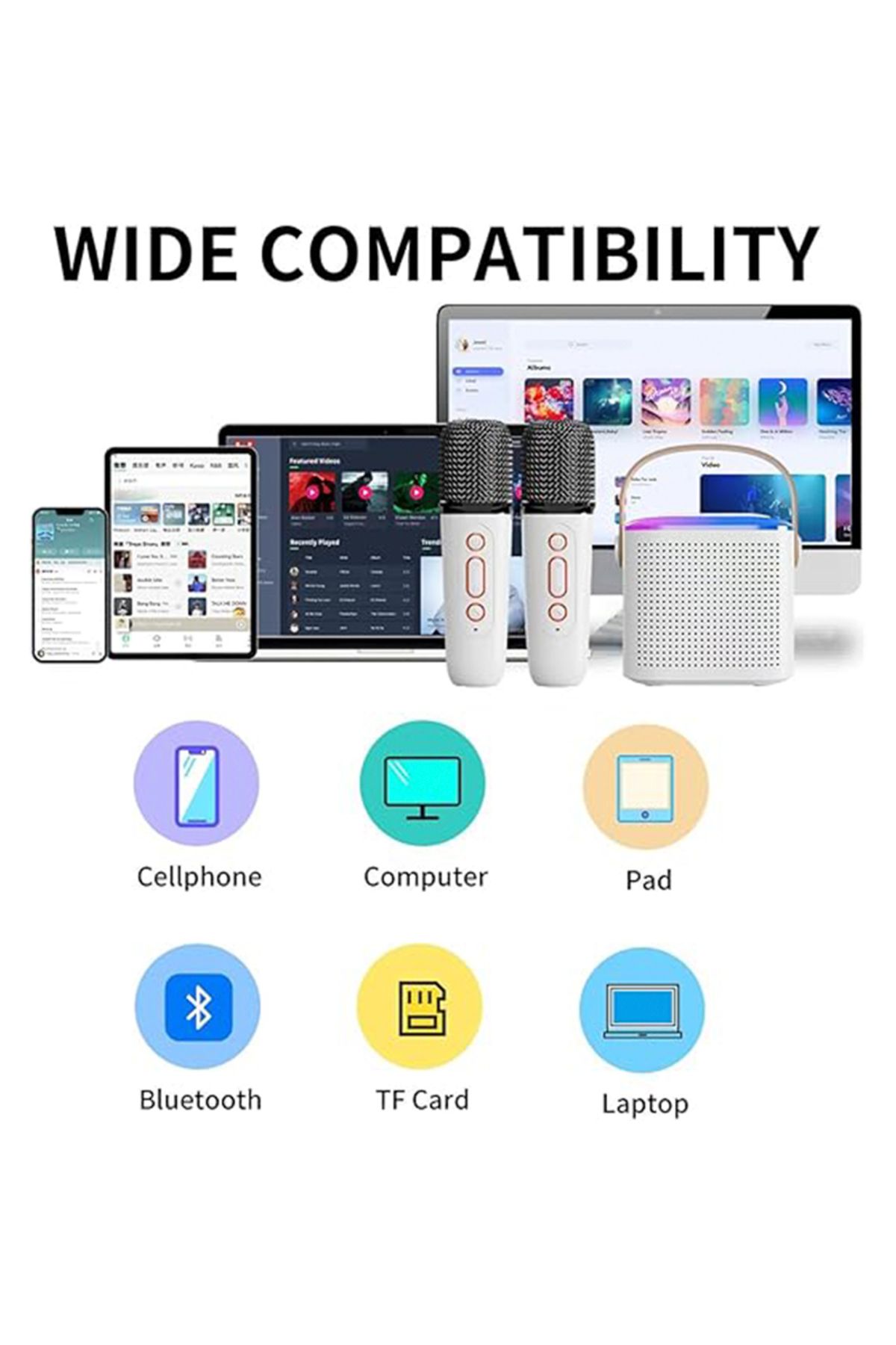 Generic-Mini Karaoke Machine with 2 Wireless Microphone, Portable Bluetooth Karaoke Speaker 5