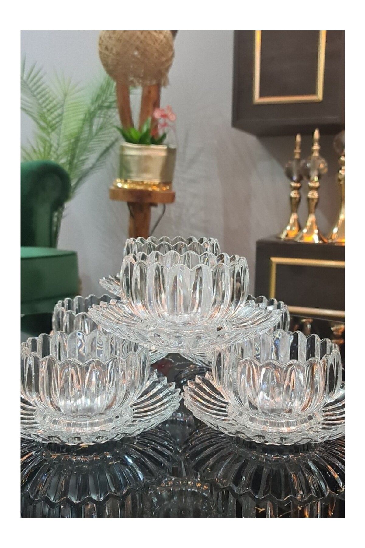AKA HOME Ekonomi Dünyası 6 Kişilik Kristal Cam Çerez Tatlı Tabağı Seti (12 Parça)