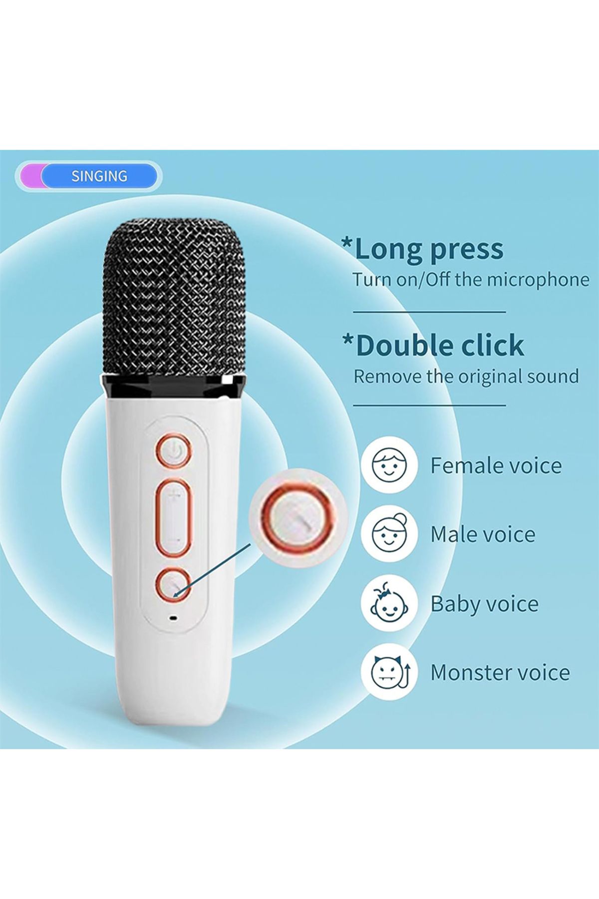 Generic-Mini Karaoke Machine with 2 Wireless Microphone, Portable Bluetooth Karaoke Speaker 4