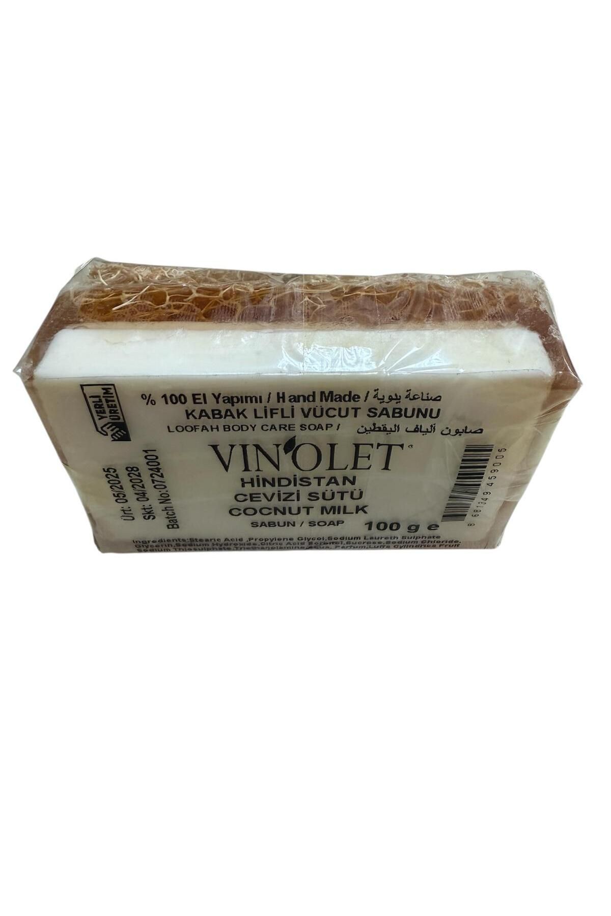 Vinolet Doğal Kabak Lifli Sabun Hindistan Cevizi Sütü Özlü 100 Gr