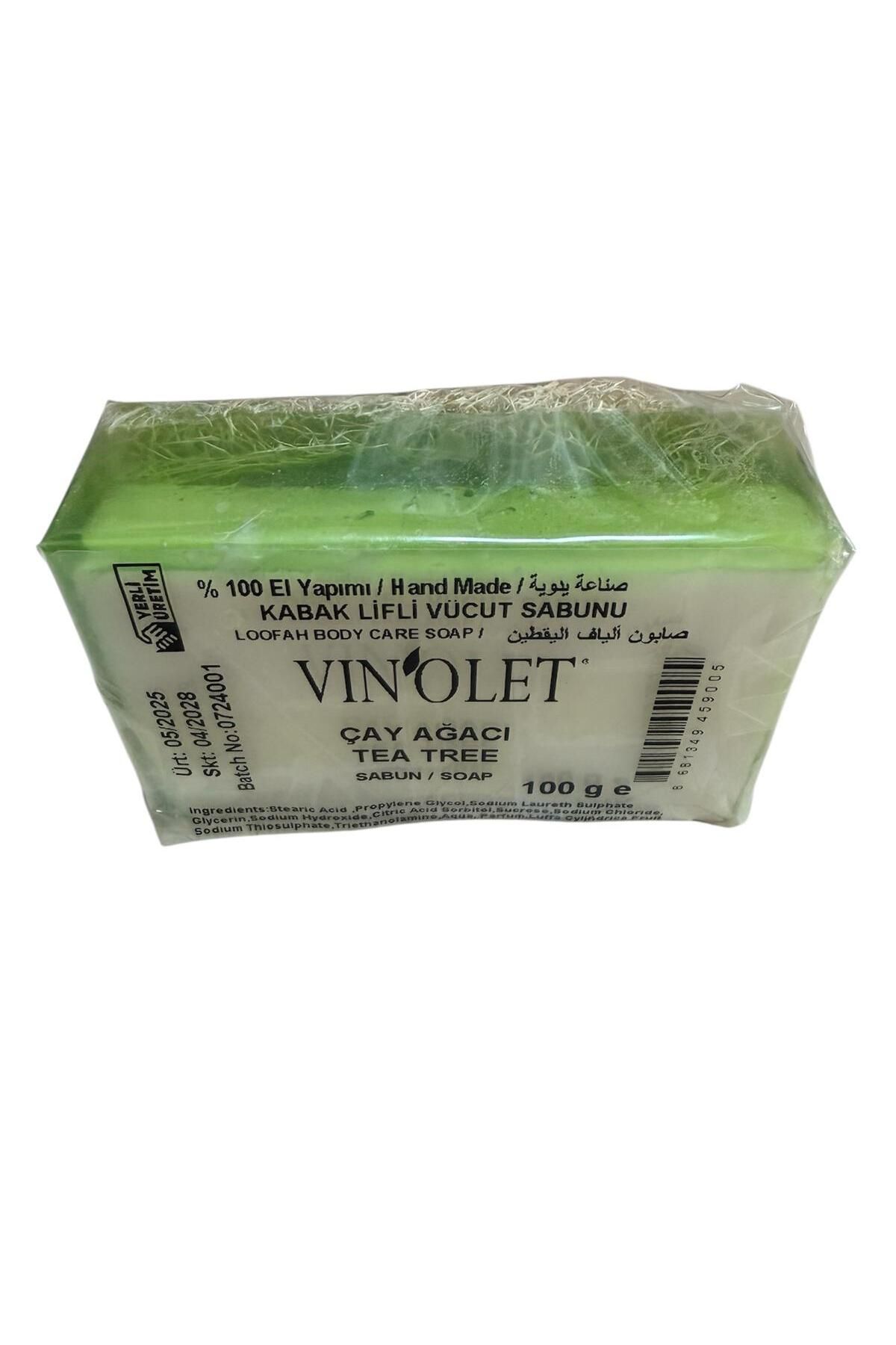 Vinolet Doğal Kabak Lifli Sabun Çay Ağacı Yağlı Özlü 100 Gr