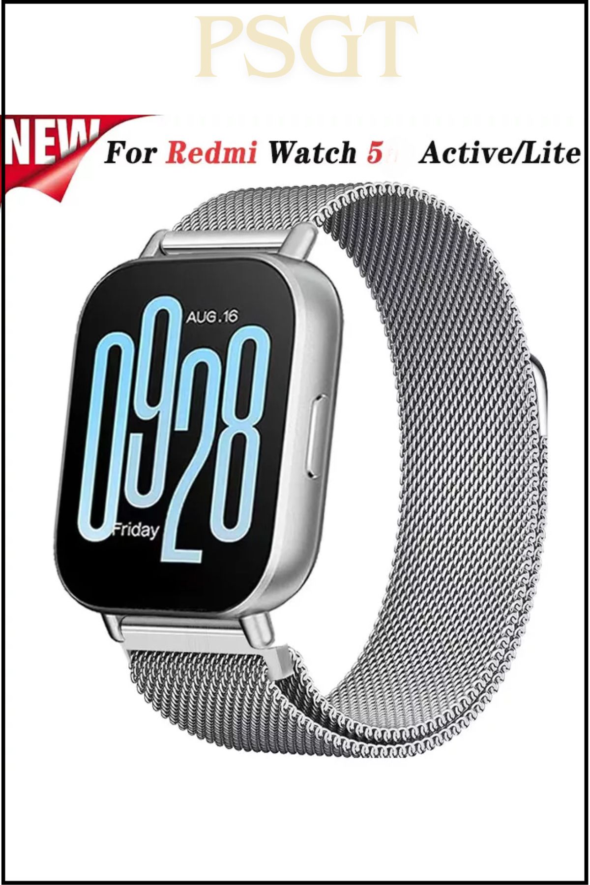 PSGT Xiaomi Redmi Watch5 Active / Lite Uyumlu Milano Metal Paslanmaz Çelik Yüksek Kalite Kordon
