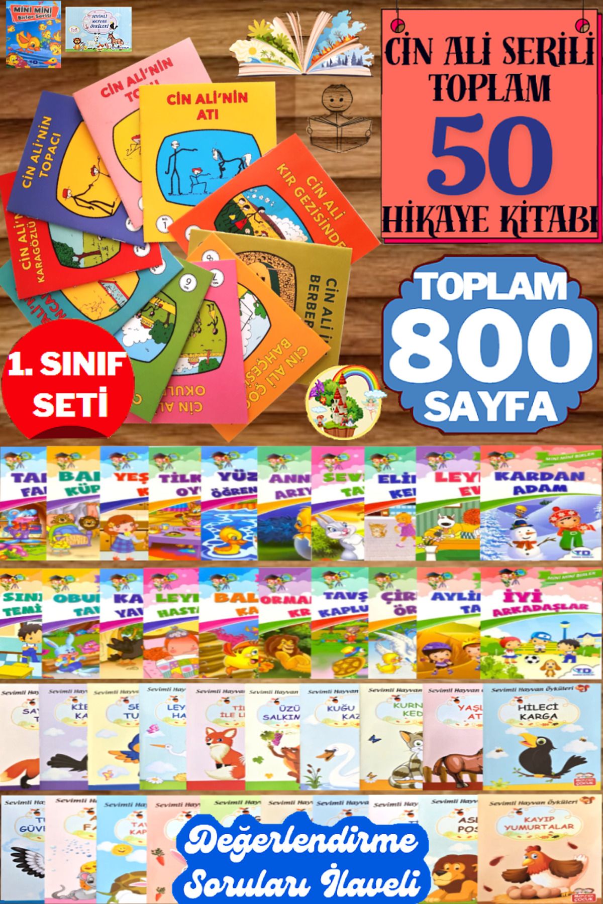 Altınpost Yayınları MEB Onaylı-Tavsiyeli 1. Sınıf Seti: Cin Ali Serili Toplam 50 Adet Hikaye Kitabı