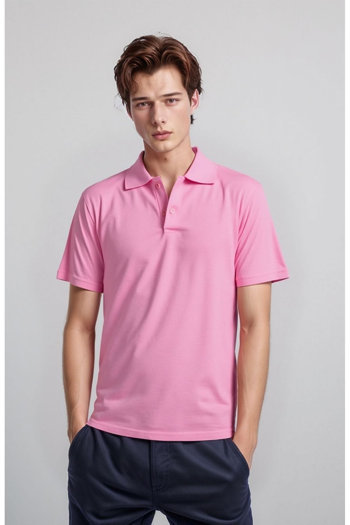White Velvet Polo Yaka %100 Pamuklu Yarım Pat Düğmeli Tişört YPT25.ABS