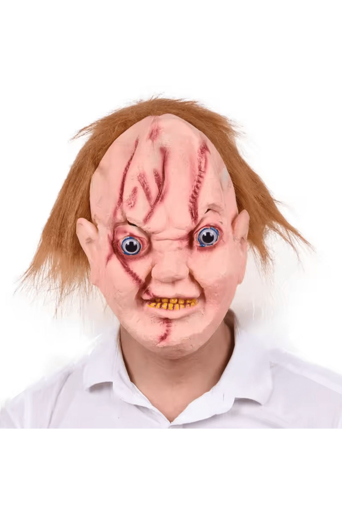 Modafiks Çaki Maskesi Kahverengi Saçlı Lateks Et Chucky Çaki Maskesi (4767)