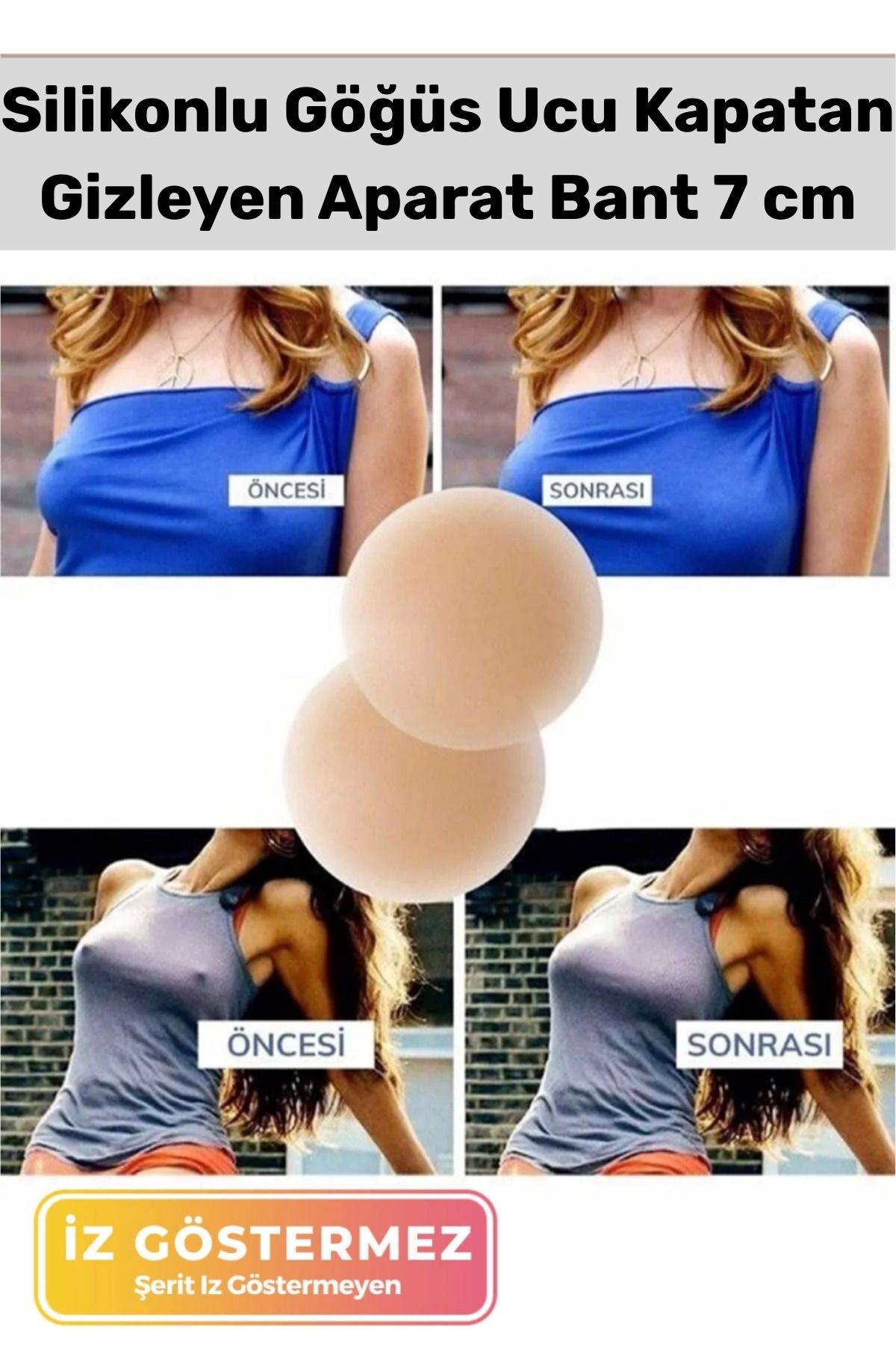 PeraNova Özel Üretim Kadın Ten Meme İç Giyim Silikonlu Göğüs Ucu Kapatan Gizleyen 7 cm Aparat Bant