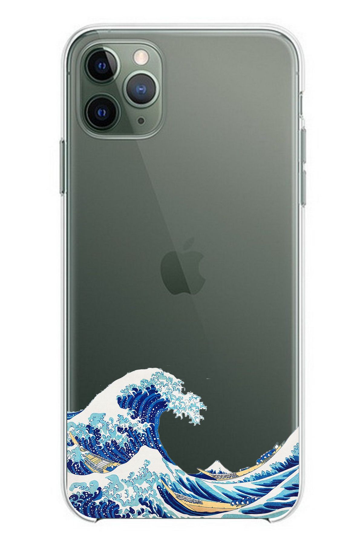 TechTree iPhone 11 PRO Uyumlu Kanagawa Oki Nami Ura Dalgası Tasarımlı Şeffaf Silikon Kılıf