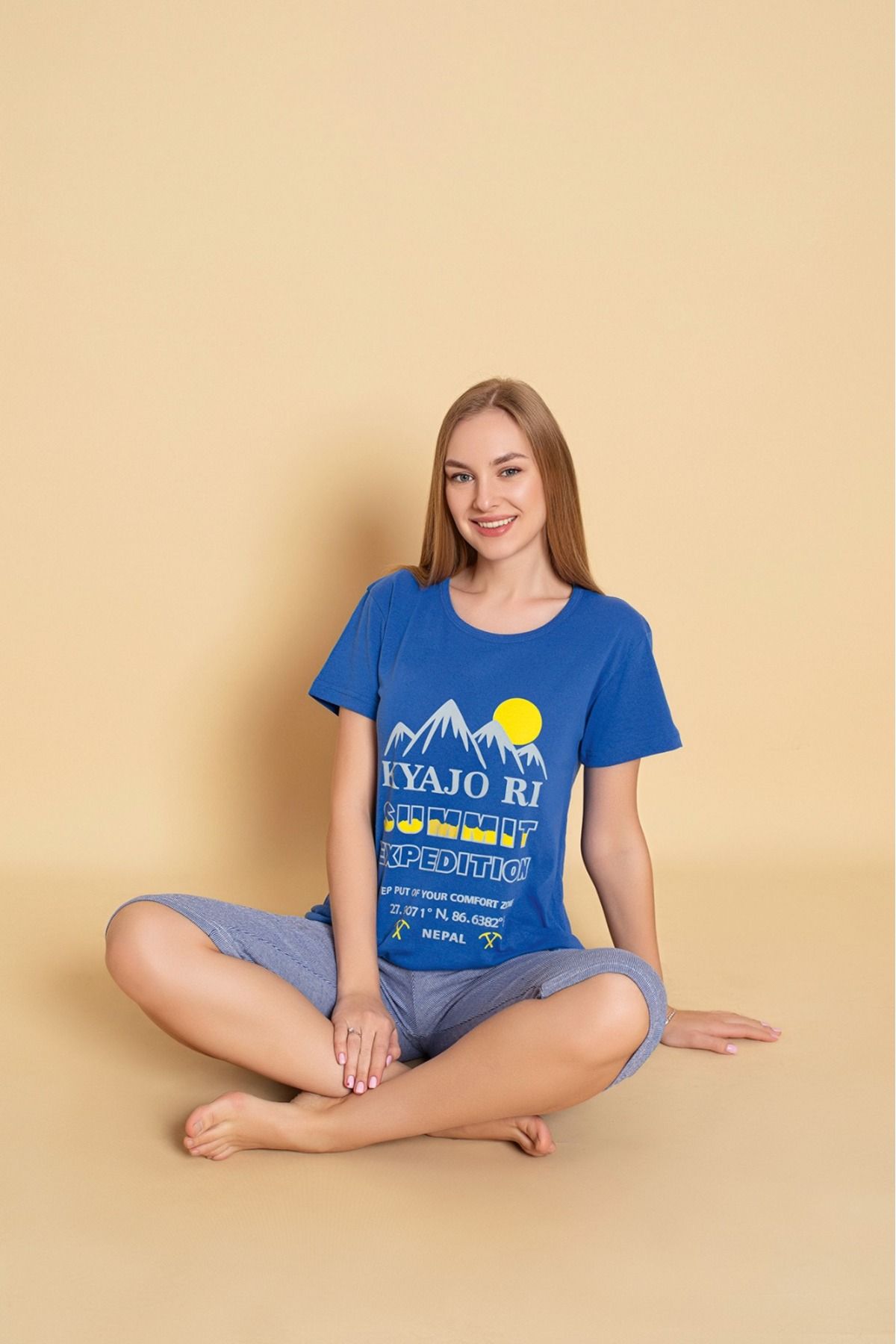 Sude HOMEWEAR Kadın Kısa Kol Kapri Pijama Takımı