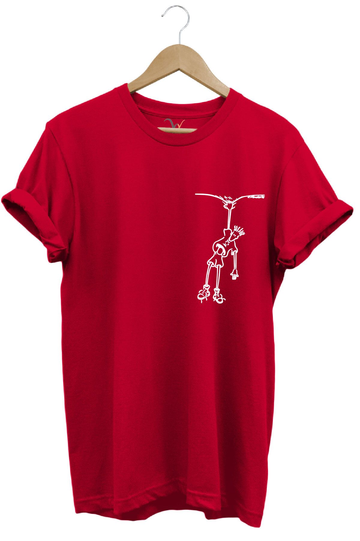 onsrawear Unisex Asılı Figür Tasarımı %100 Pamuk Basic T-shirt
