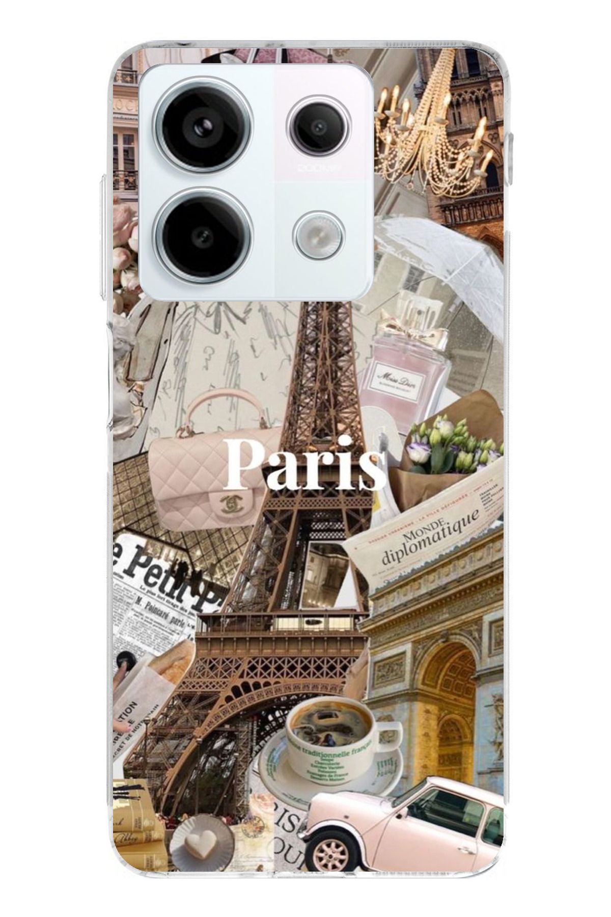 TechTree Redmi Note 13 PRO 5G Uyumlu Paris Kolaj Şeffaf Silikon Kılıf