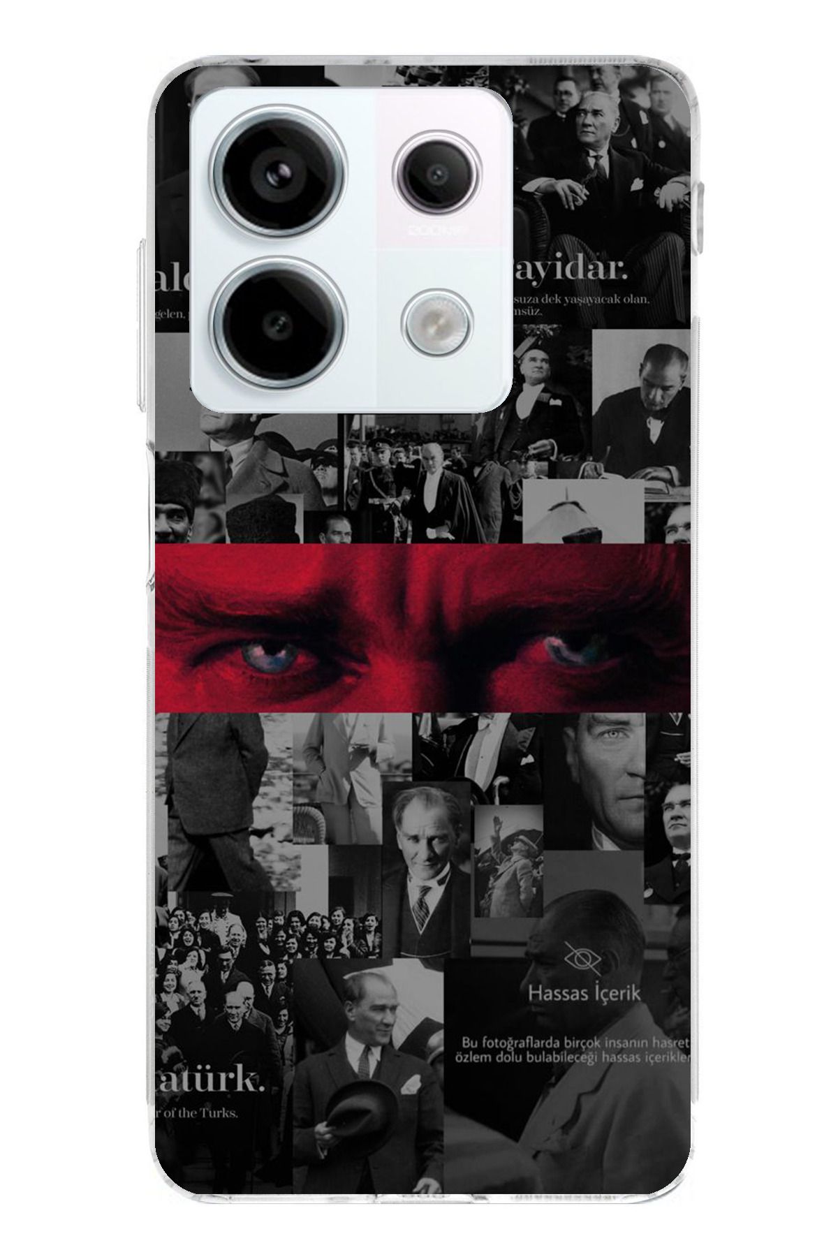 TechTree Redmi Note 13 PRO 5G Uyumlu Atatürk Gözler Tasarım Şeffaf Silikon Kılıf