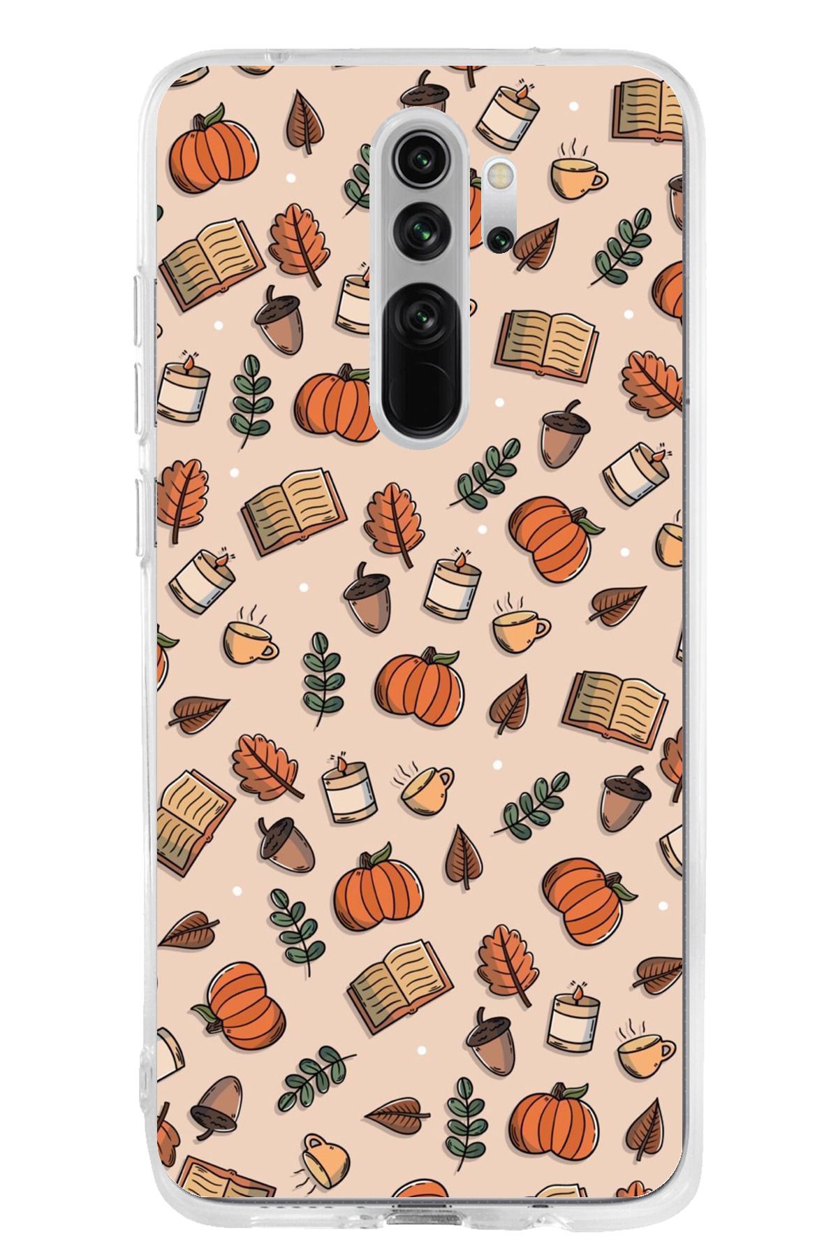 TechTree Redmi Note 8 Pro Uyumlu Sonbahar Balkabağı Şeffaf Silikon Kılıf