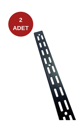 RafBurada 2 Adet 200 Cm Siyah Çift Sıra Delikli Konik Dikme Destek Profili