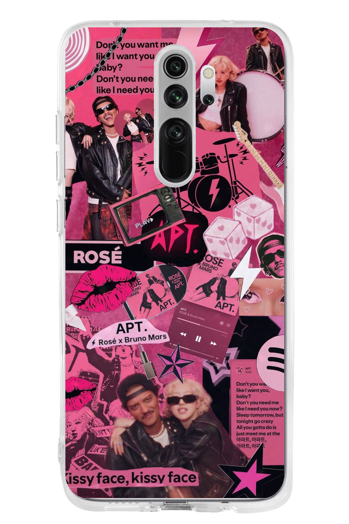 TechTree Redmi Note 8 Pro Uyumlu Blackpink Kolaj Şeffaf Silikon Kılıf