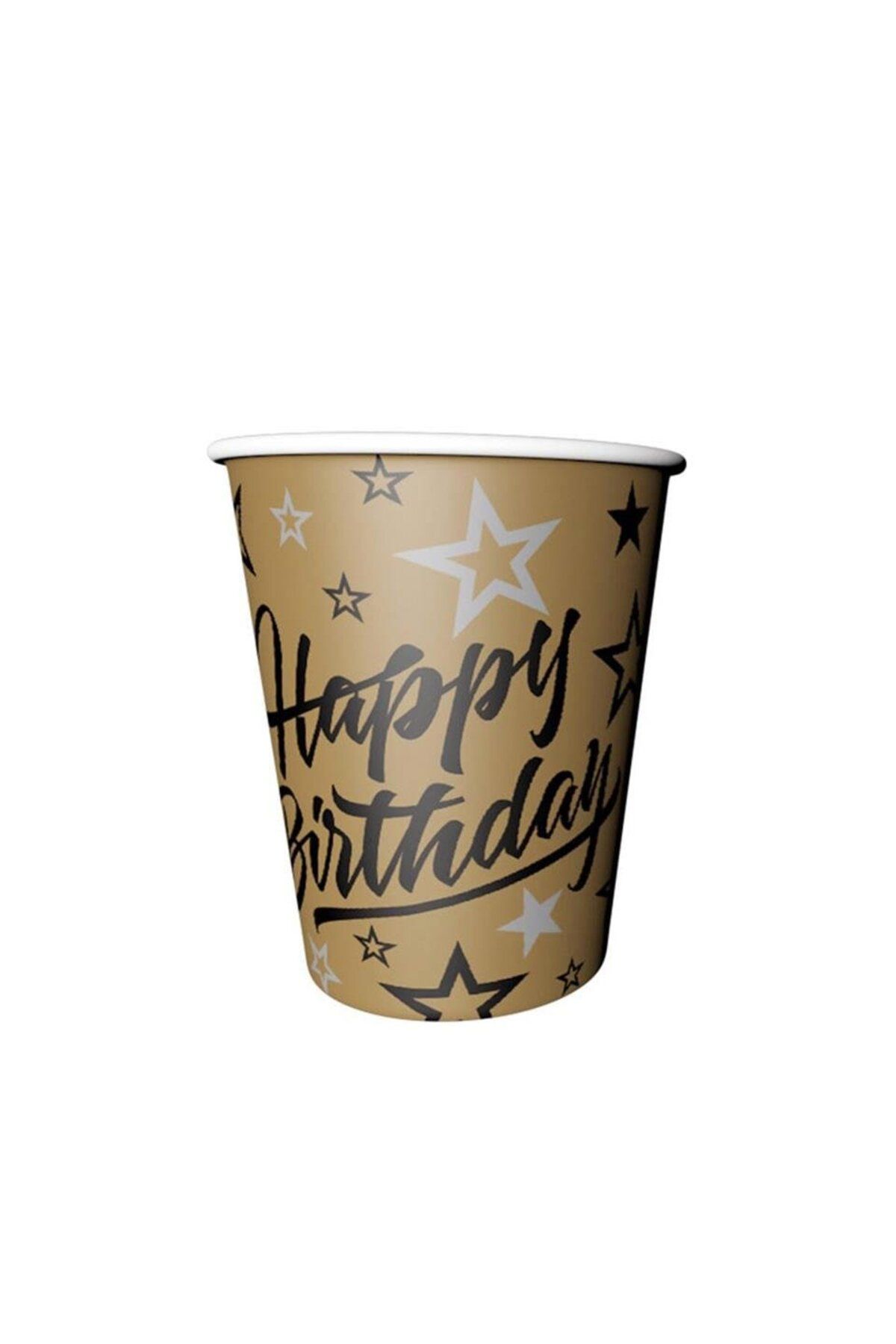 Parti Adresi Golden Stras Happy Birthday Baskılı Altın Bardak