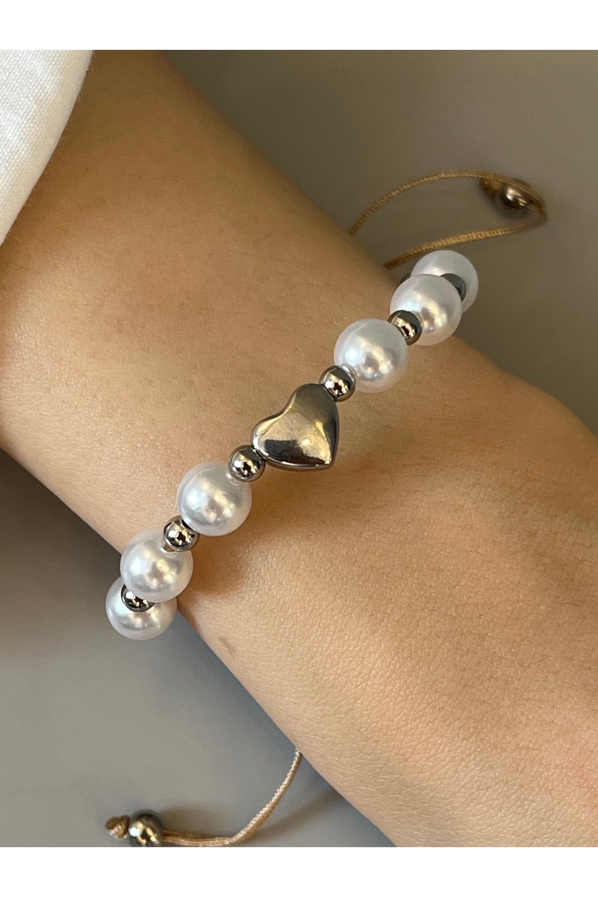 Ayse Jewels Kalp Detaylı Çelik Silver Bileklik