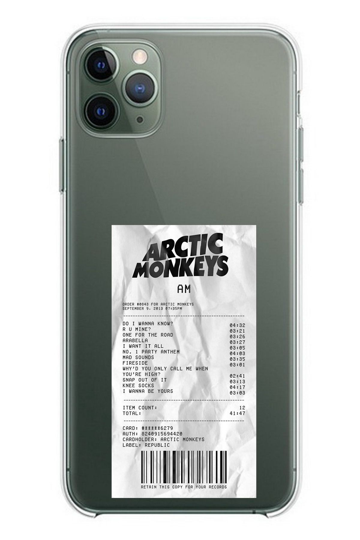 TechTree iPhone 11 PRO Uyumlu Arctic Monkeys Tasarımlı Şeffaf Silikon Kılıf