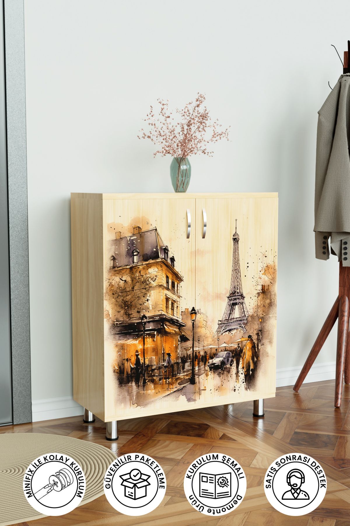 Hediyeler Kapında Autumn 4 Raflı Ayakkabılık Antre Hol Çok Amaçlı Ayakkabı Dolabı