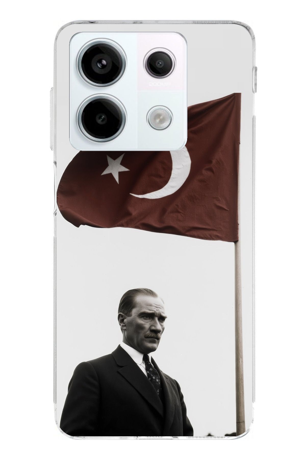 TechTree Redmi Note 13 PRO 5G Uyumlu Atatürk Bayrak Şeffaf Silikon Kılıf