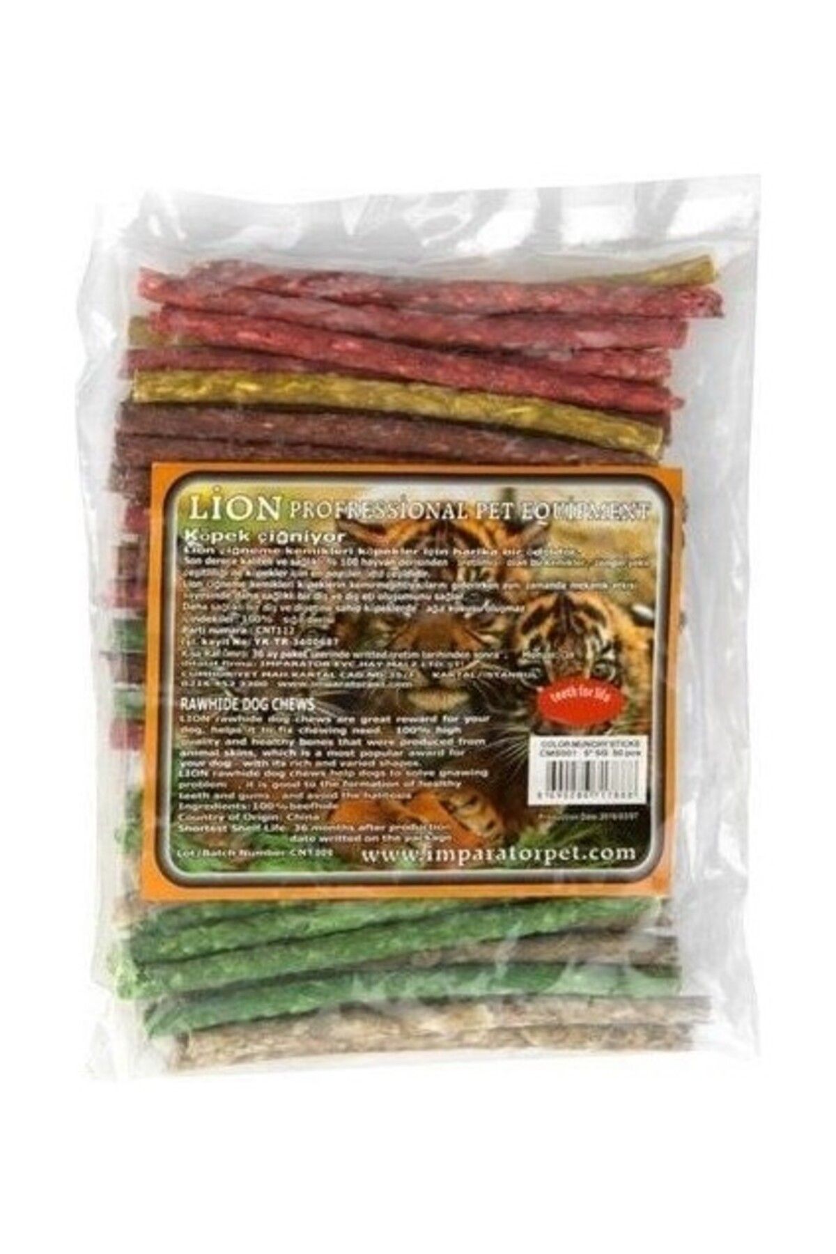 Orqinel Cnc Pet Lion Renkli Munchy Çubuk 5-6gr 50 Adet Sığır Derisi Kemik Köpek Ödül