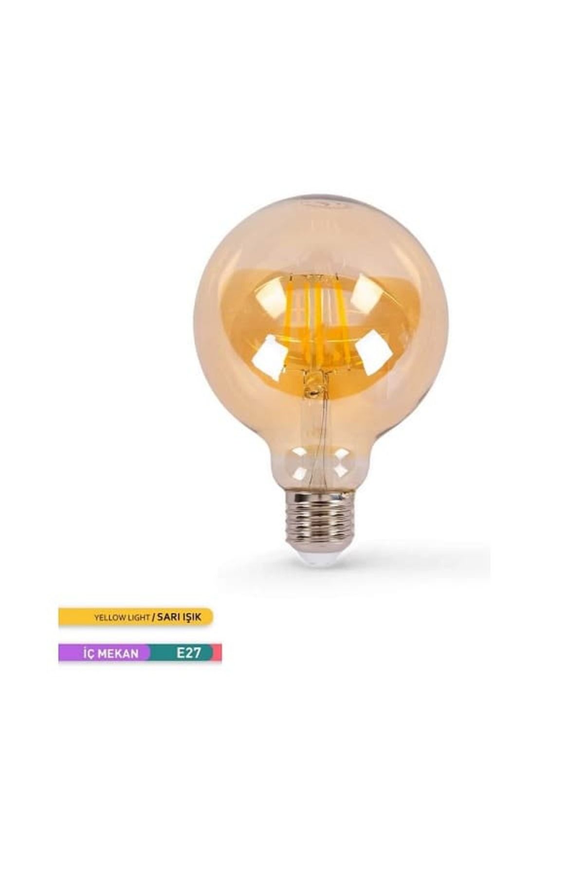 şavk Şavk Led Rustik Flamanlı Ampül Amber Işık 6W G95 E27 - 500555