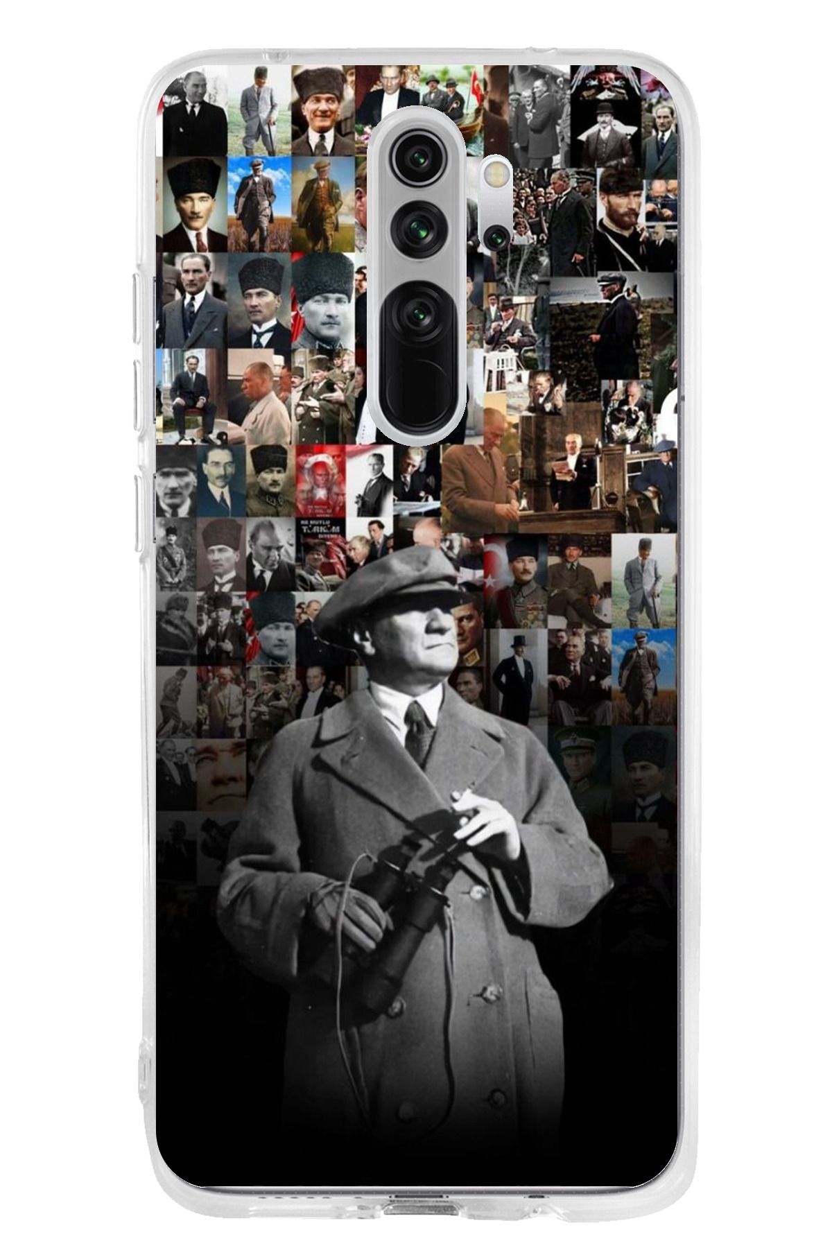 TechTree Redmi Note 8 Pro Uyumlu Atatürk Portre Kolaj Şeffaf Silikon Kılıf