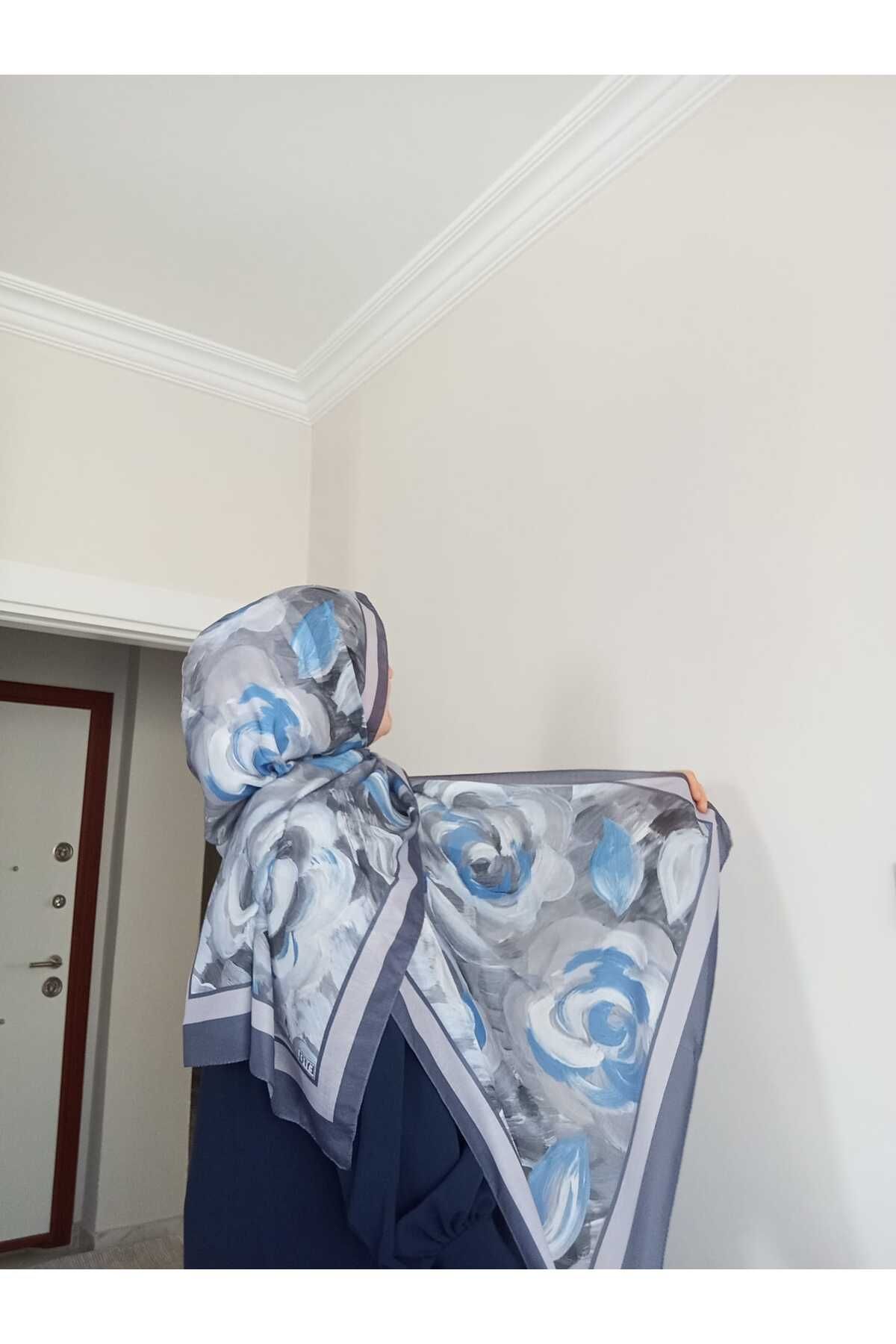aminebuğlemscarf gül desen şal - gri