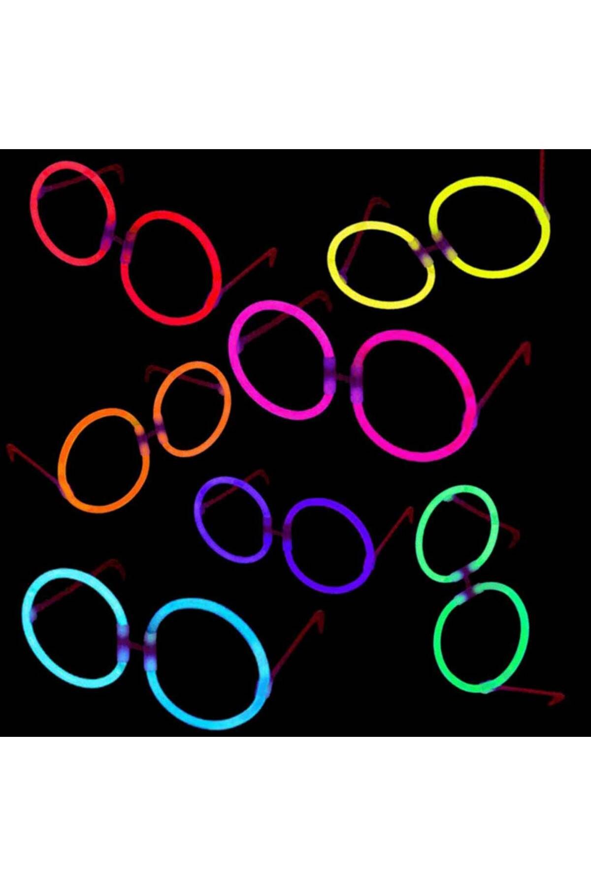 Epilons Glow Stick Parti Gözlüğü Glow Partisi Yuvarlak Şekilli Fosforlu Gözlük 6 Adet