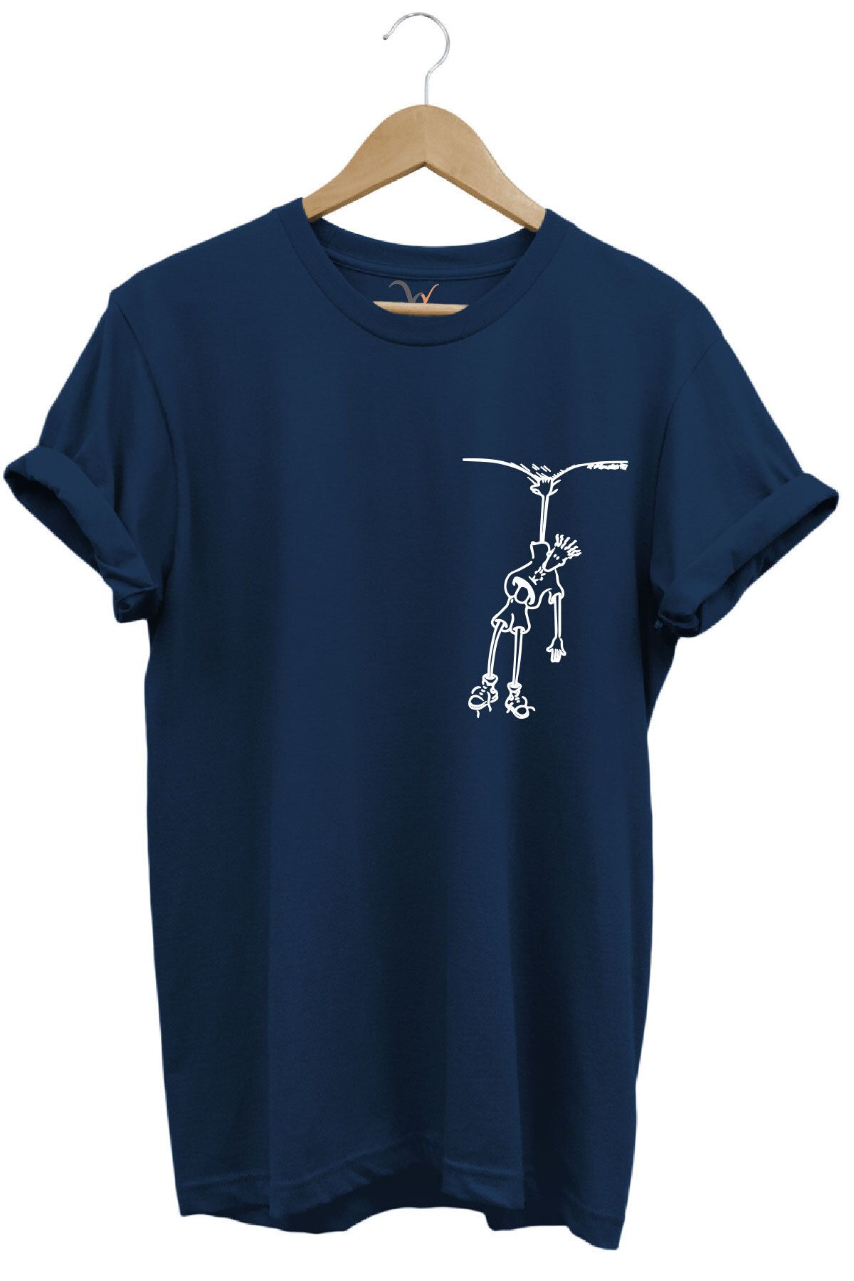 onsrawear Unisex Asılı Figür Tasarımı %100 Pamuk Basic T-shirt