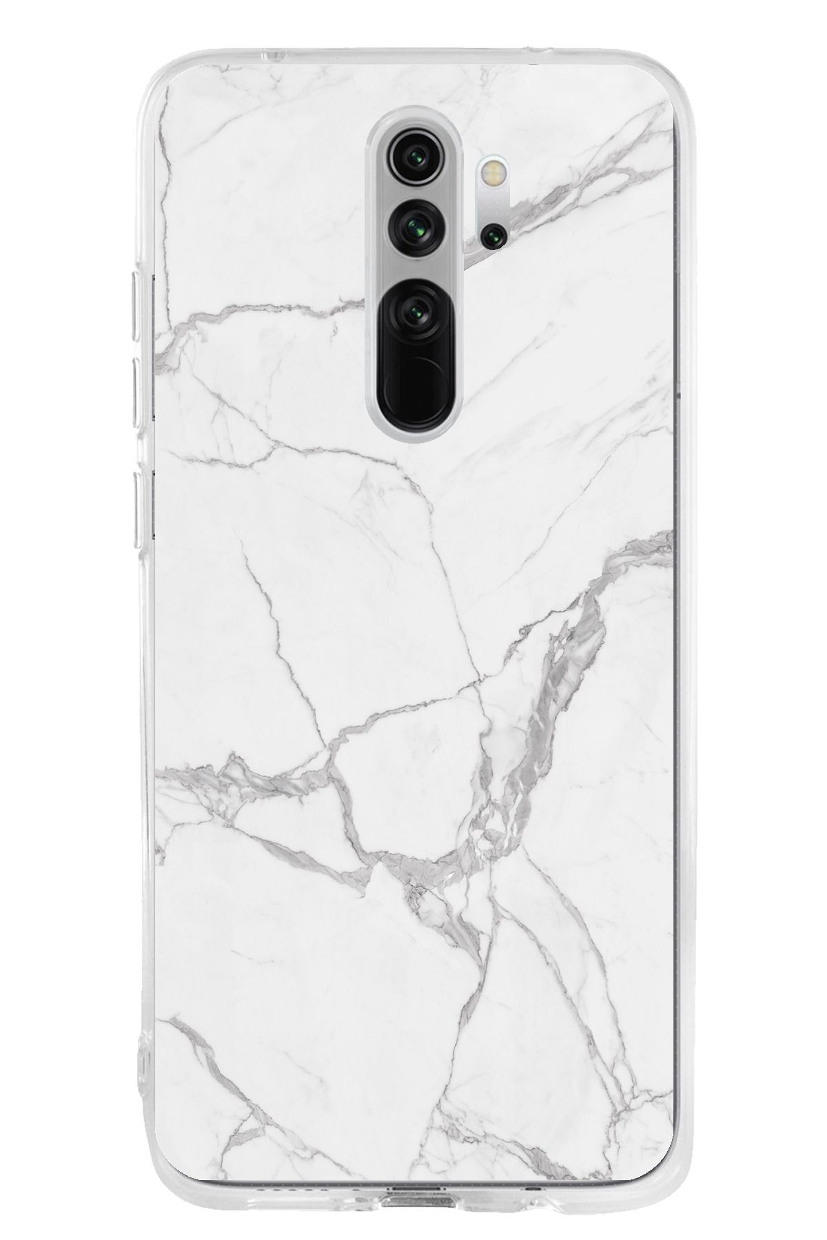 TechTree Redmi Note 8 Pro Uyumlu Gri Mermer Şeffaf Silikon Kılıf