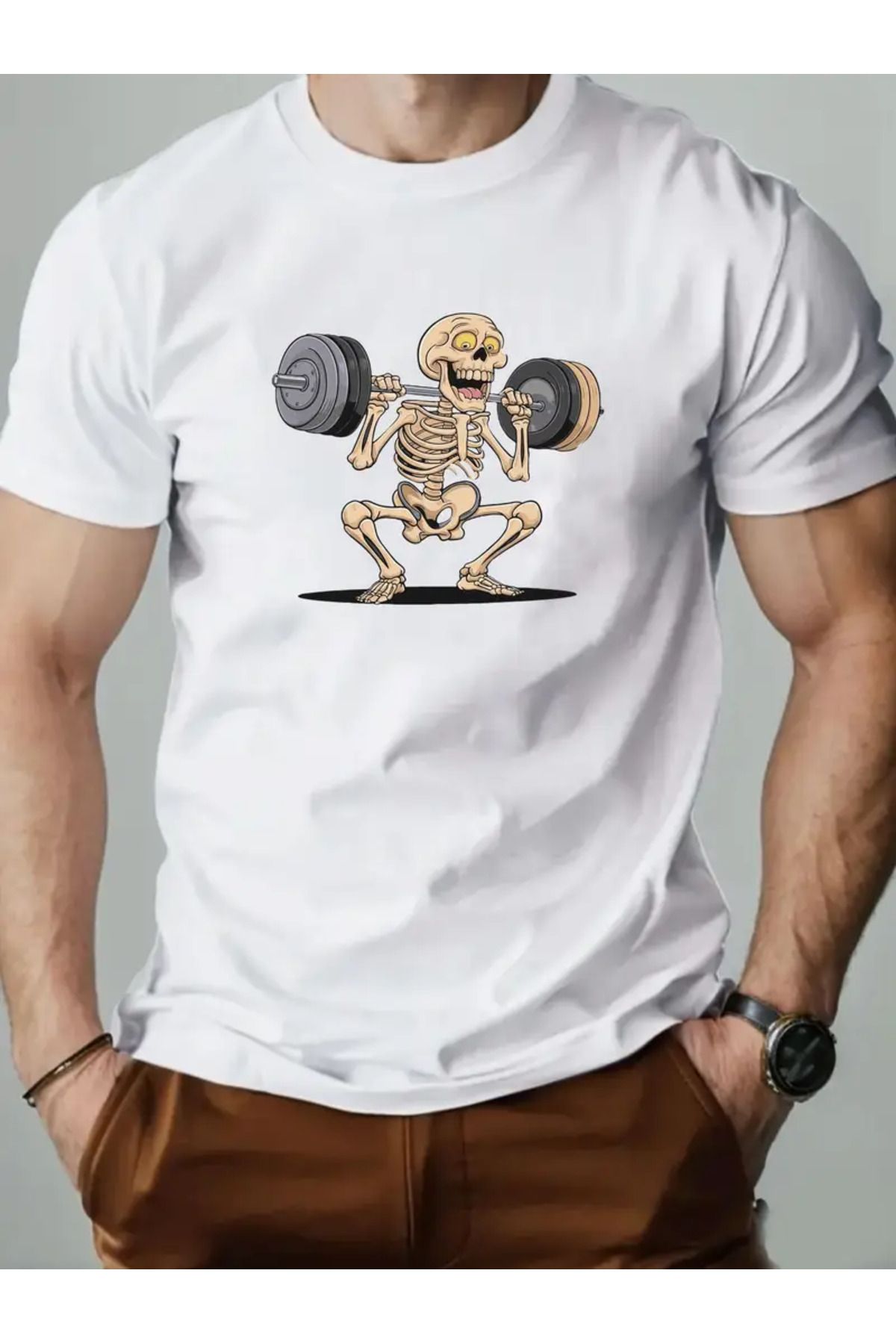 LUNAVISTA Sceleton Baskılı Bisiklet Yaka Kısa Kol T-shirt