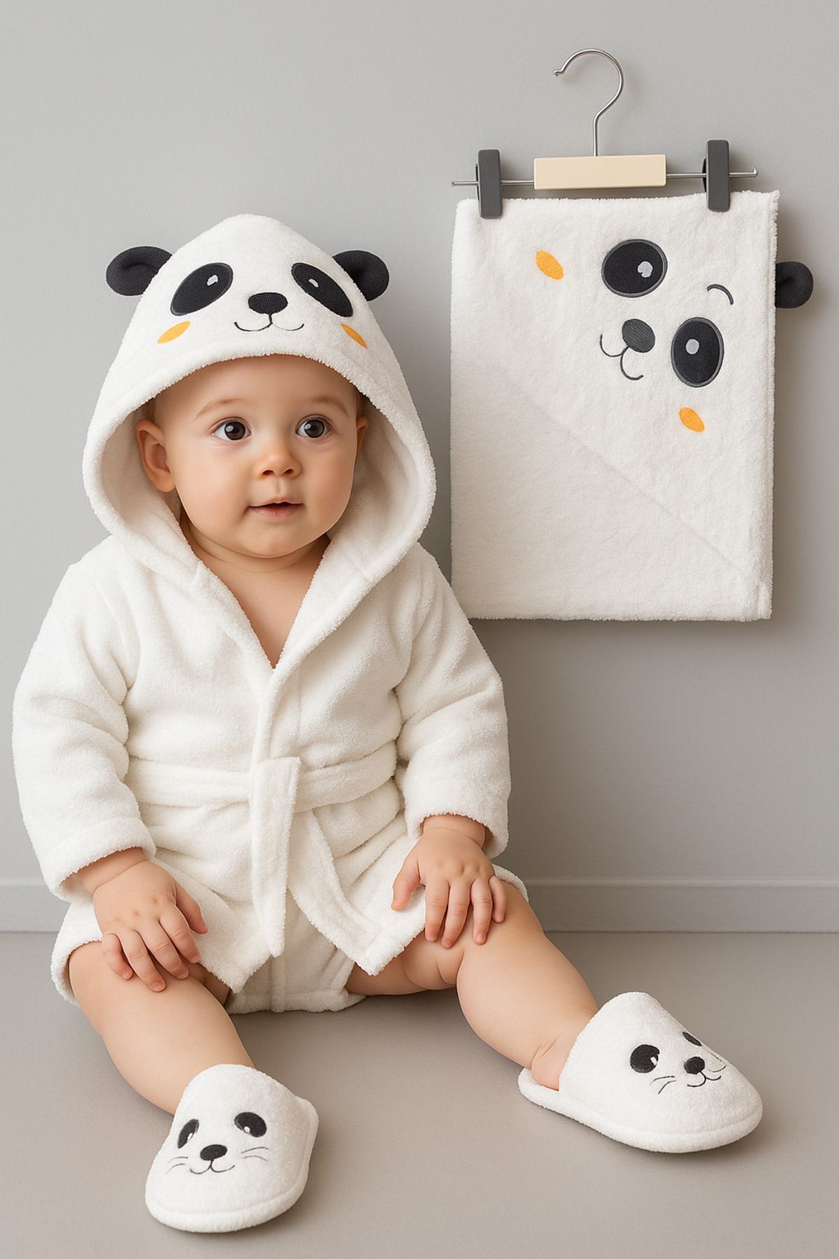 Bebitof Sevimli Panda Pamuklu Bornoz